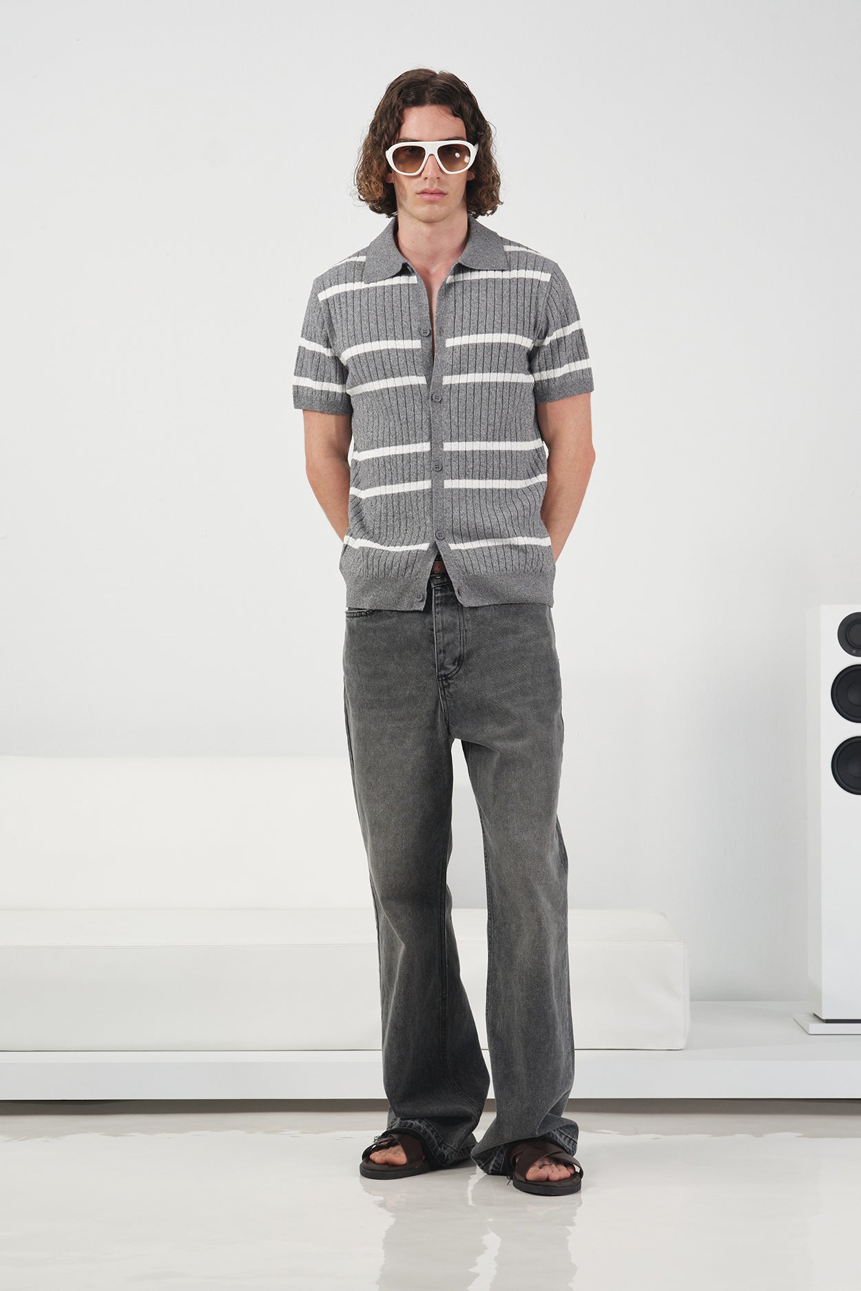 ÇİZGİLİ ANTRASİT TRİKO GÖMLEK