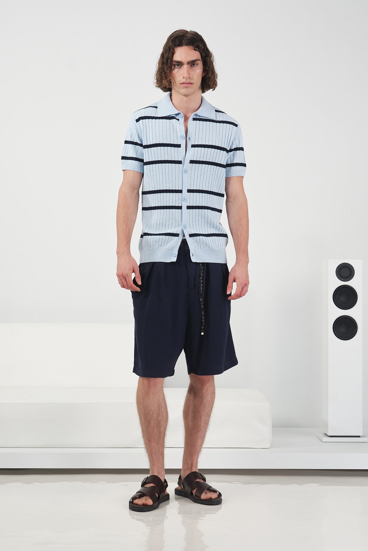 ÇİZGİLİ MAVİ TRİKO GÖMLEK