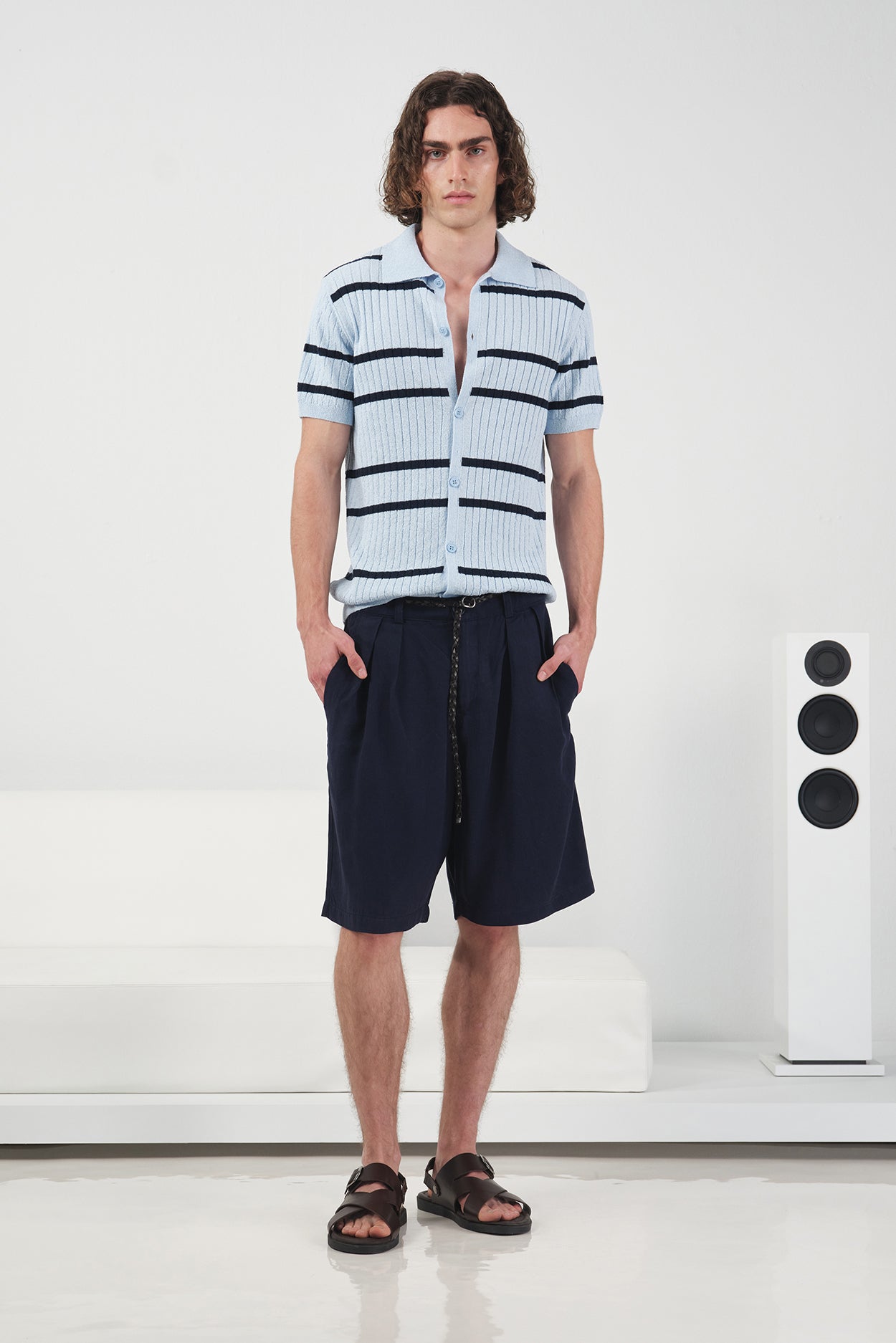 DÖKÜMLÜ KLASİK LACİVERT TENSEL ŞORT