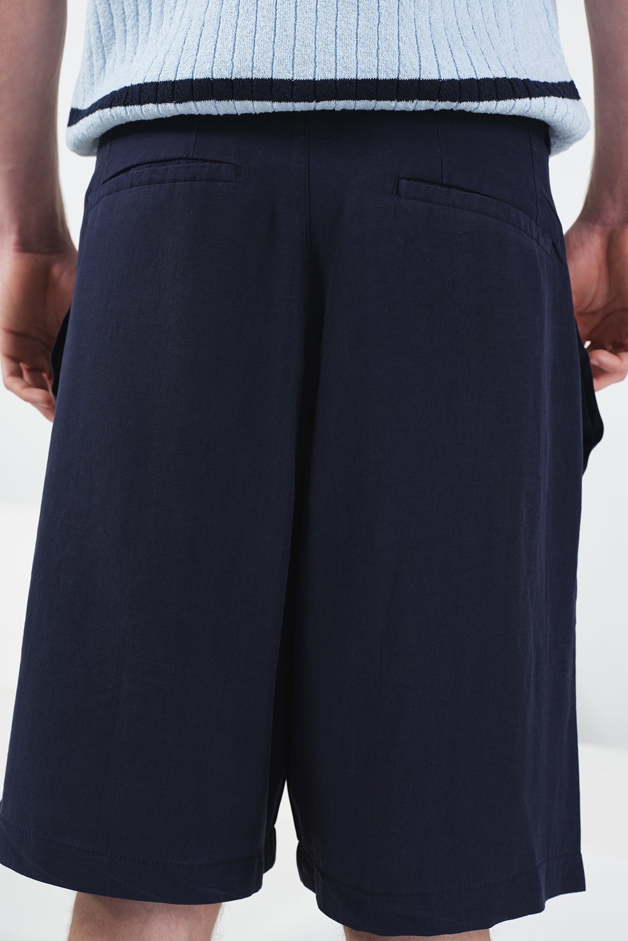 DÖKÜMLÜ KLASİK LACİVERT TENSEL ŞORT