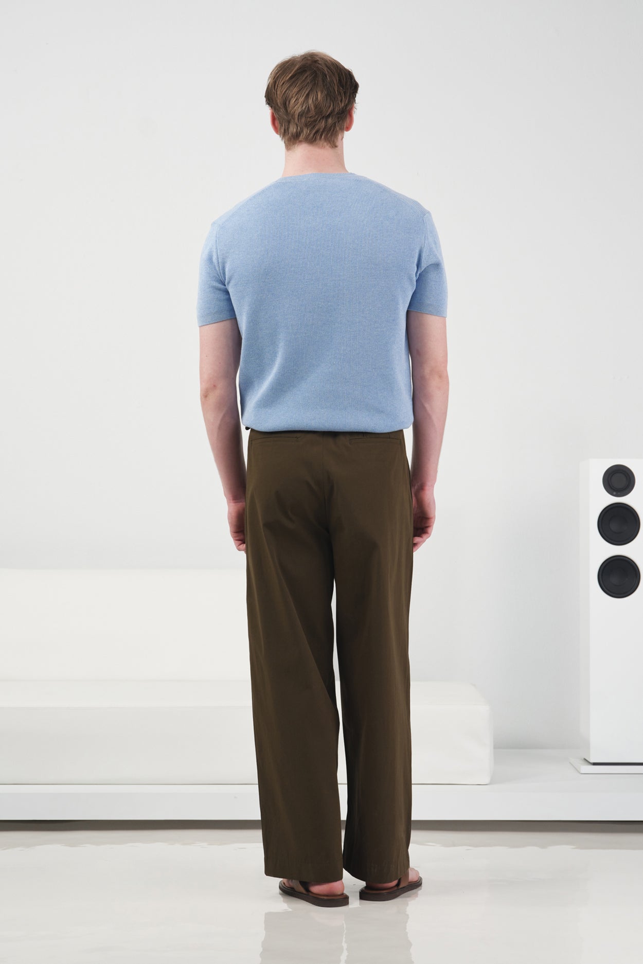 FİTİLLİ DOKULU MAVİ TRİKO T-SHIRT