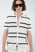 STRIPED ECRU KNITTED SHIRT