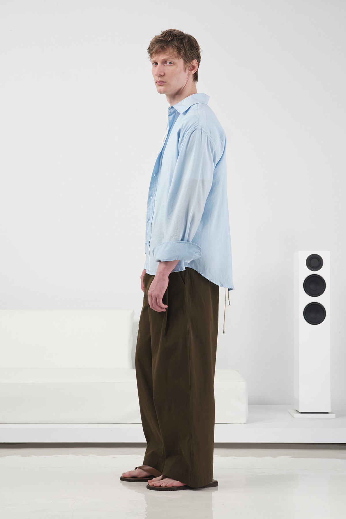 OVERSIZE DRAPED BLUE MODAL SHIRT - 5