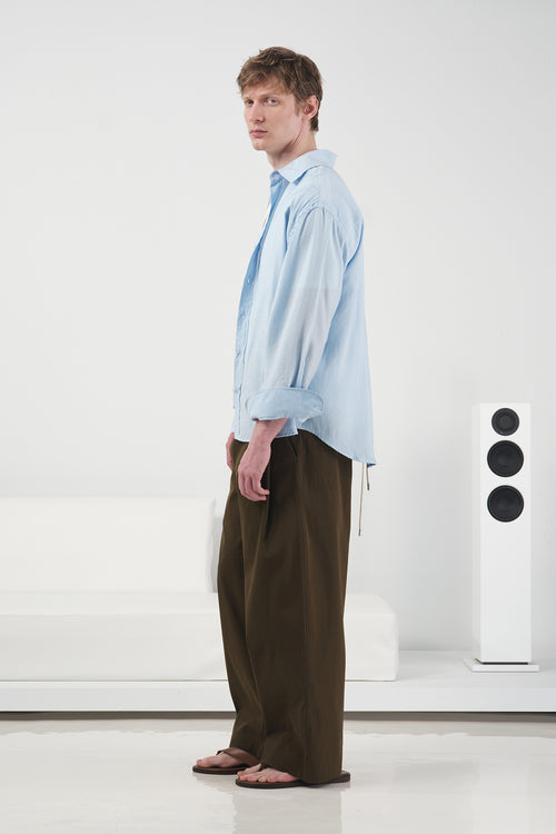 OVERSIZE DRAPED BLUE MODAL SHIRT - 5
