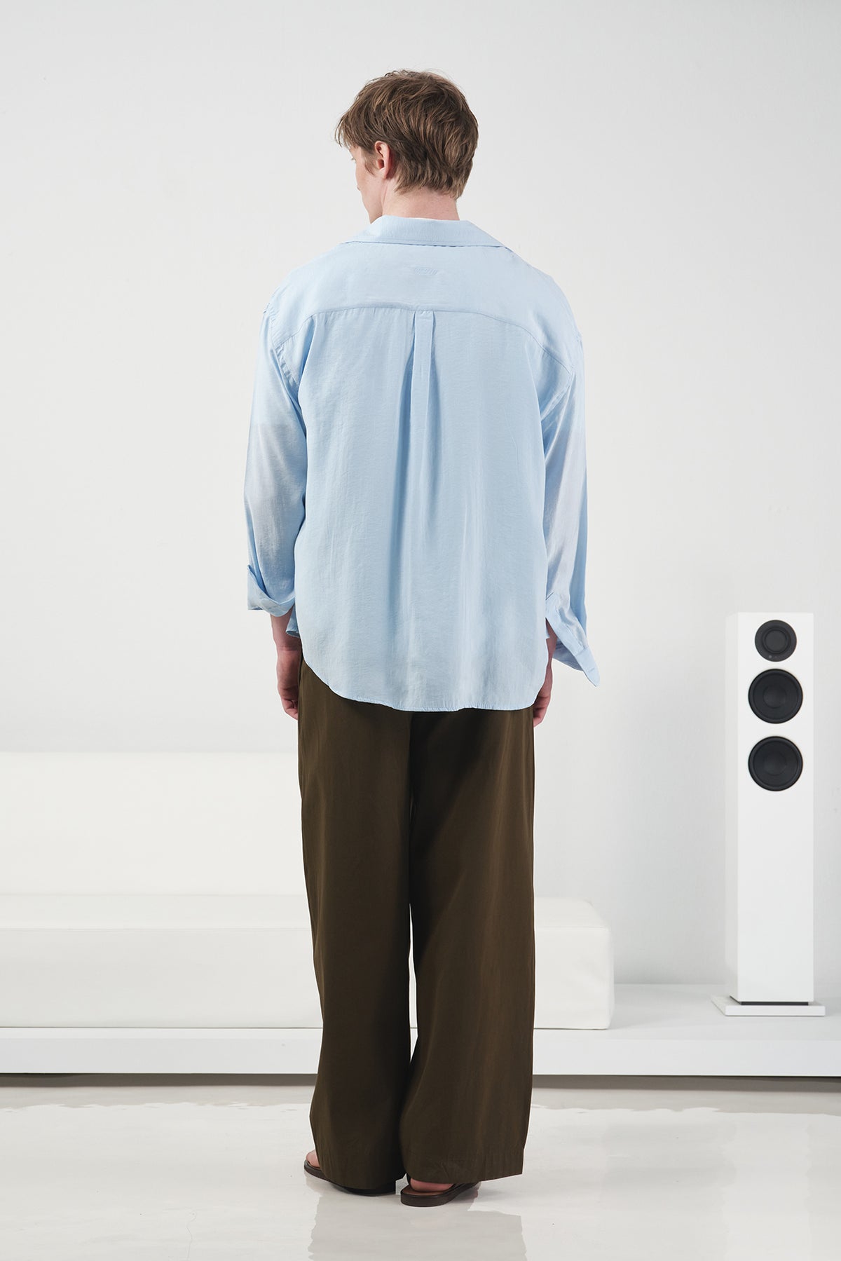 OVERSIZE DRAPED BLUE MODAL SHIRT - 6