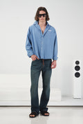 EFFECTIVE CROP BLUE SHIRT