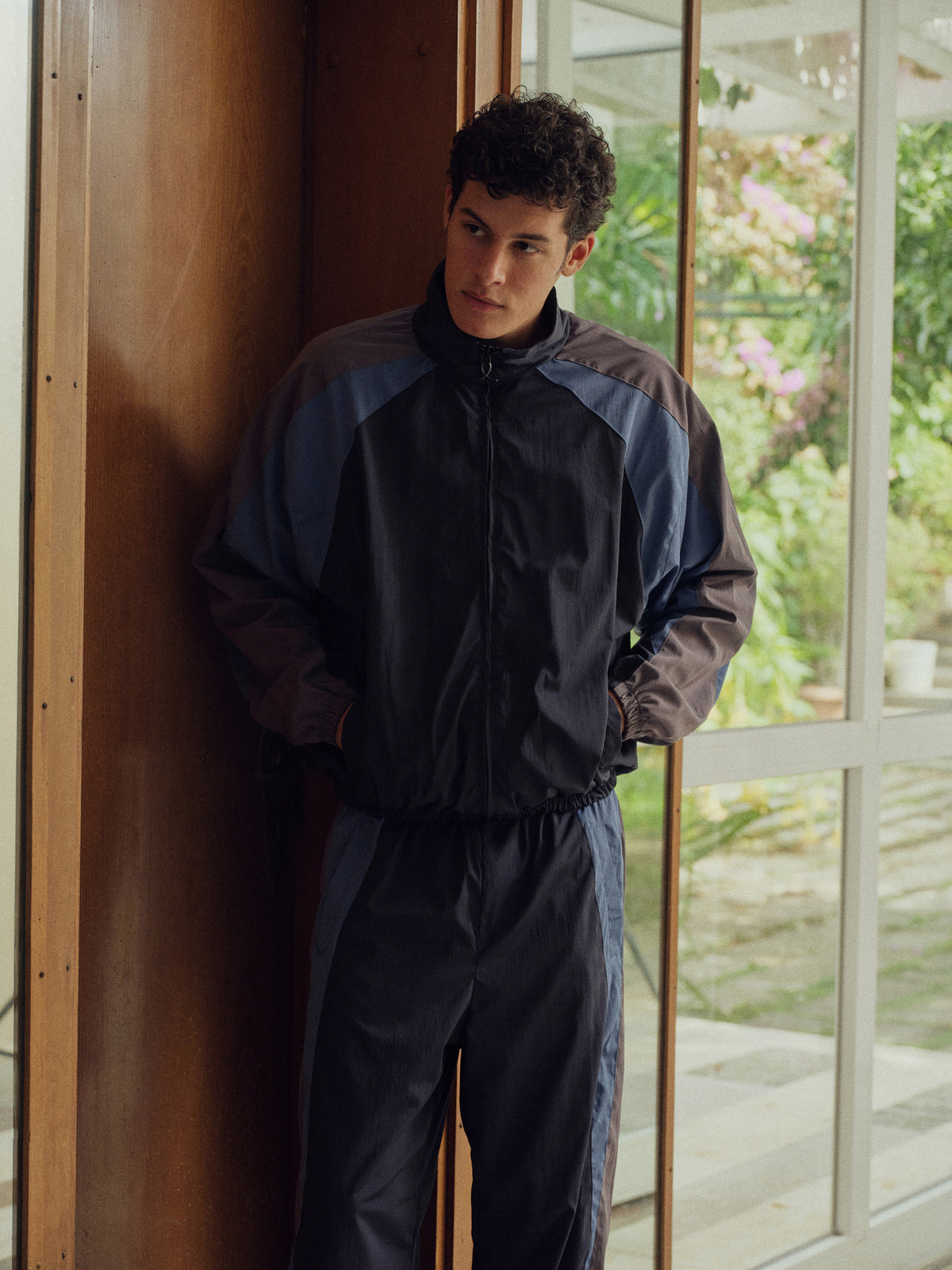 CONTRAST PANELLED NAVY TRACK TROUSERS - 1