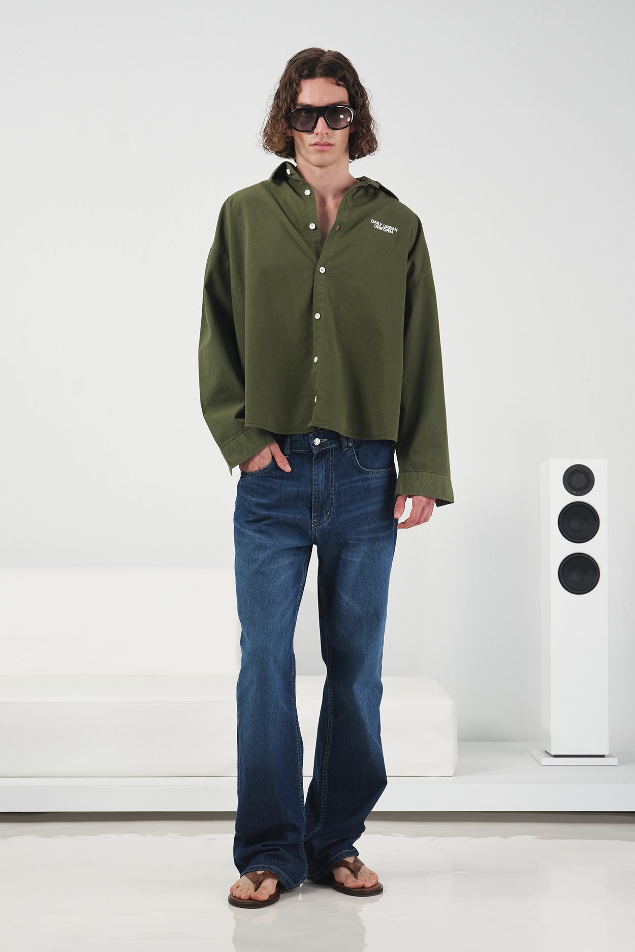 EFFECTIVE CROP KHAKI SHIRT