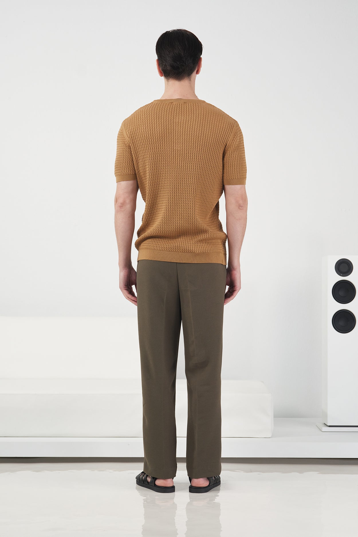 DOKULU BİSİKLET YAKA TABA TRİKO T-SHIRT