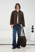 DISTRESSED CROP BROWN SHIRT