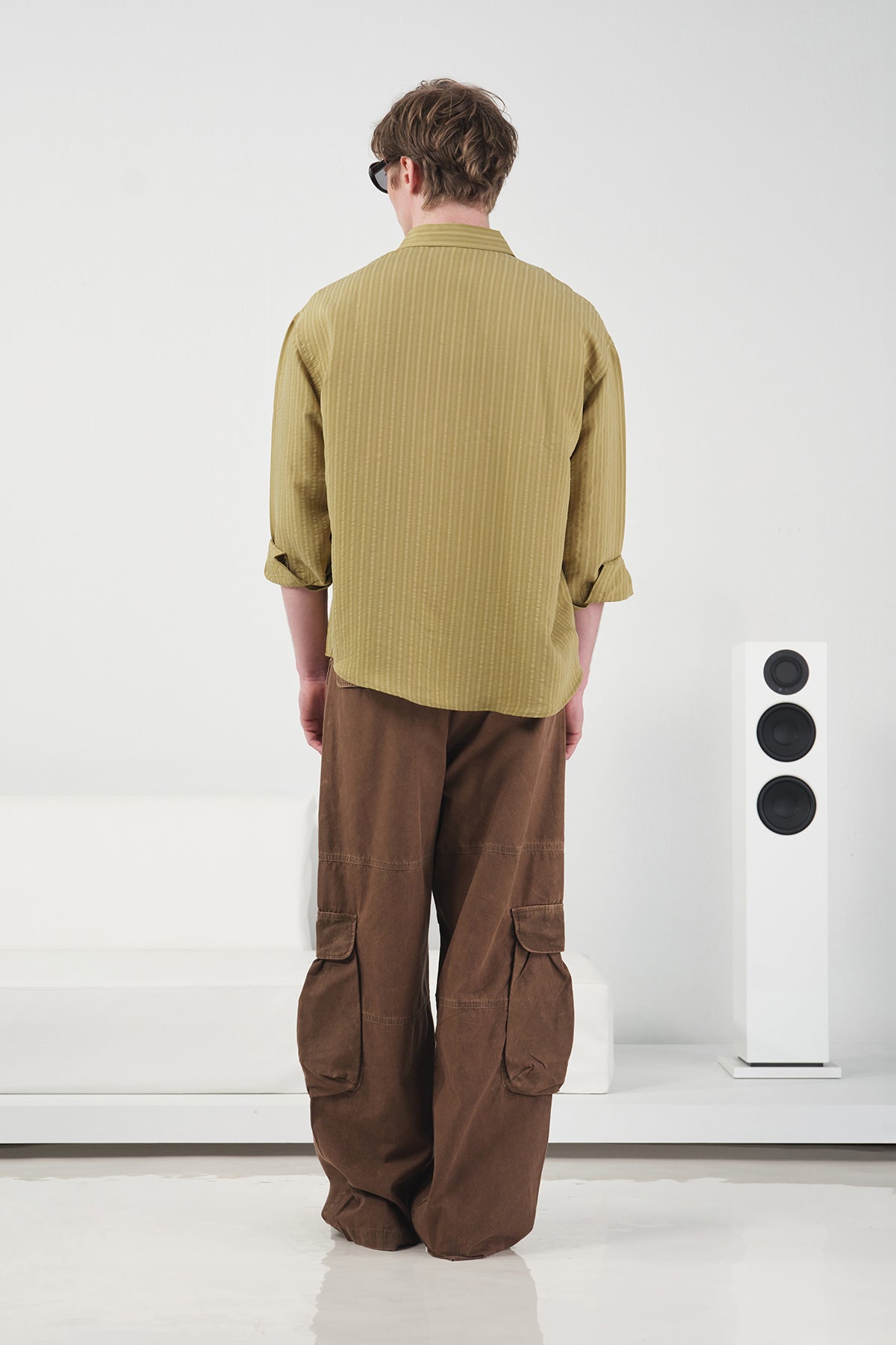 THICK STRIPED KHAKI MODAL SHIRT