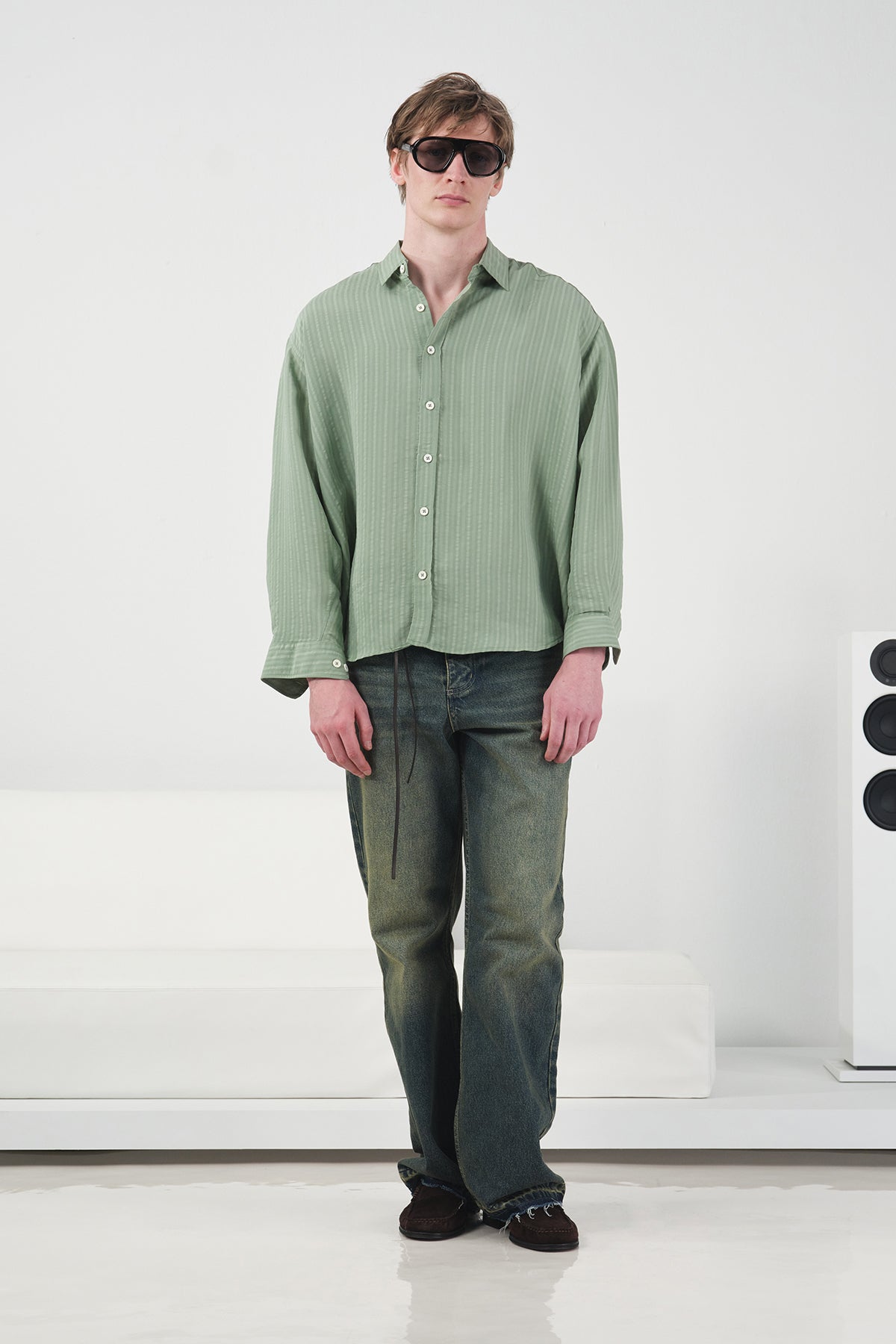 THICK STRIPED MINT MODAL SHIRT