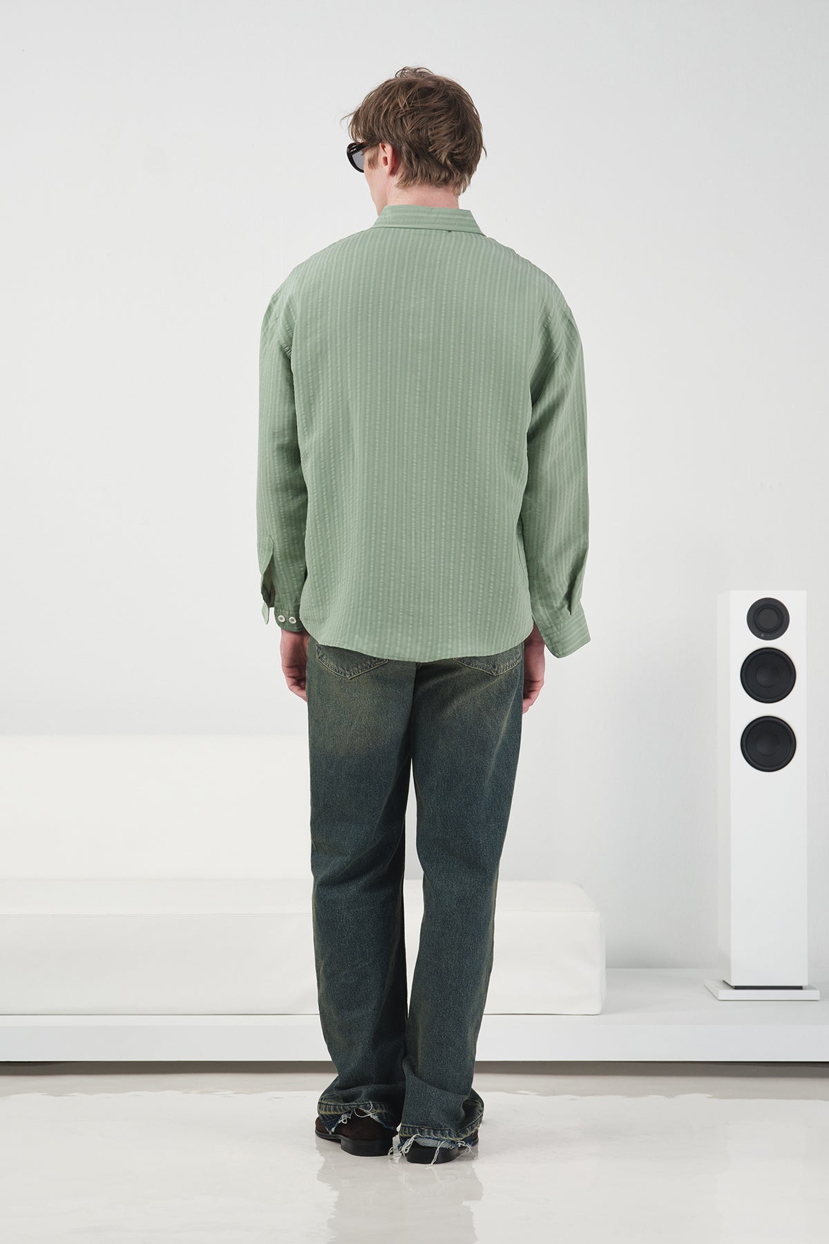 THICK STRIPED MINT MODAL SHIRT