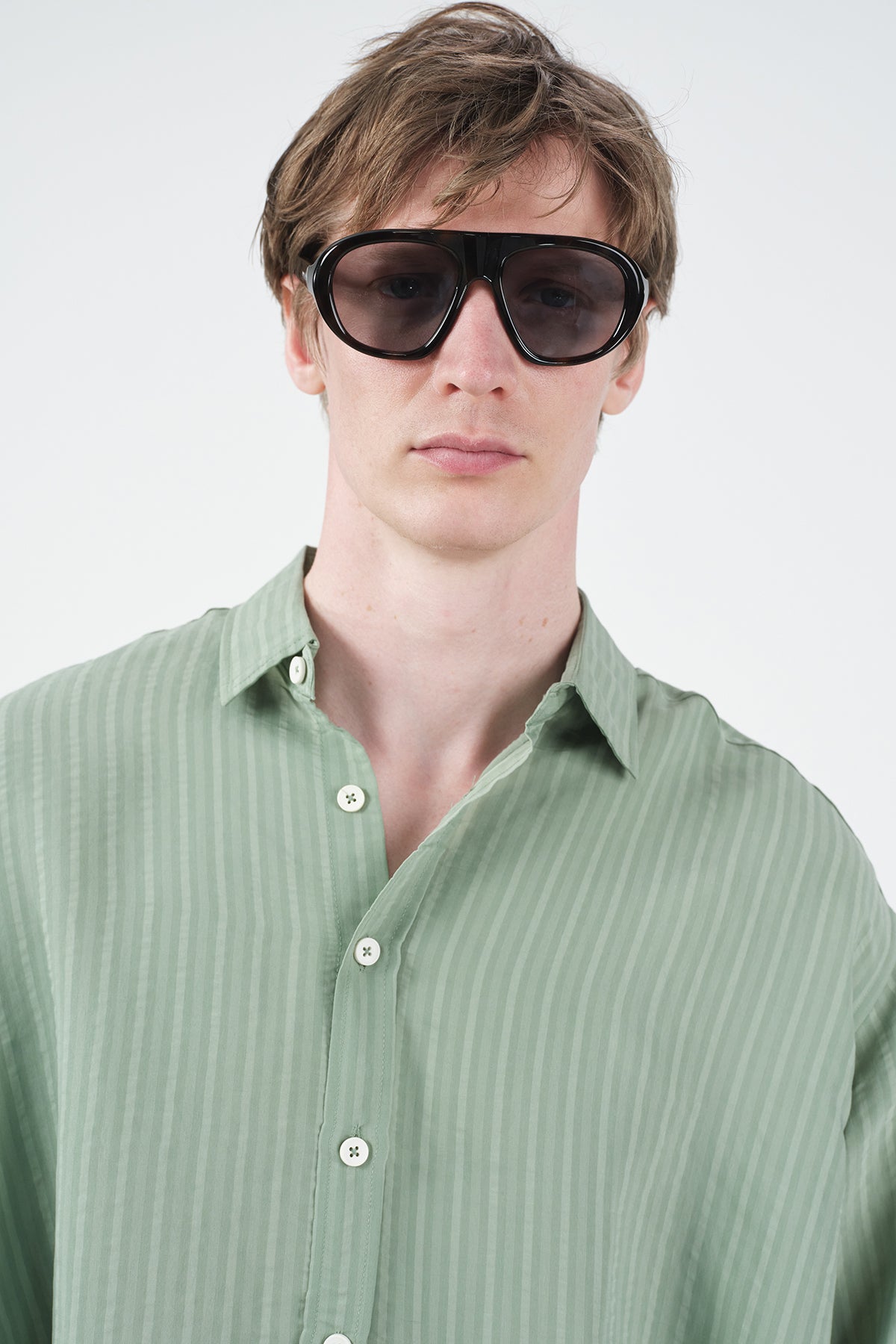 THICK STRIPED MINT MODAL SHIRT