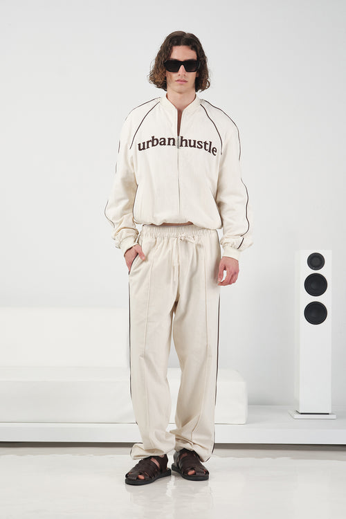 BİYELİ KETEN BEJ JOGGER PANTOLON