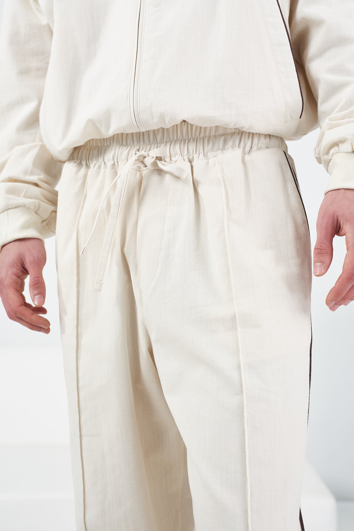 LINEN BLEND BEIGE JOGGER PANTS