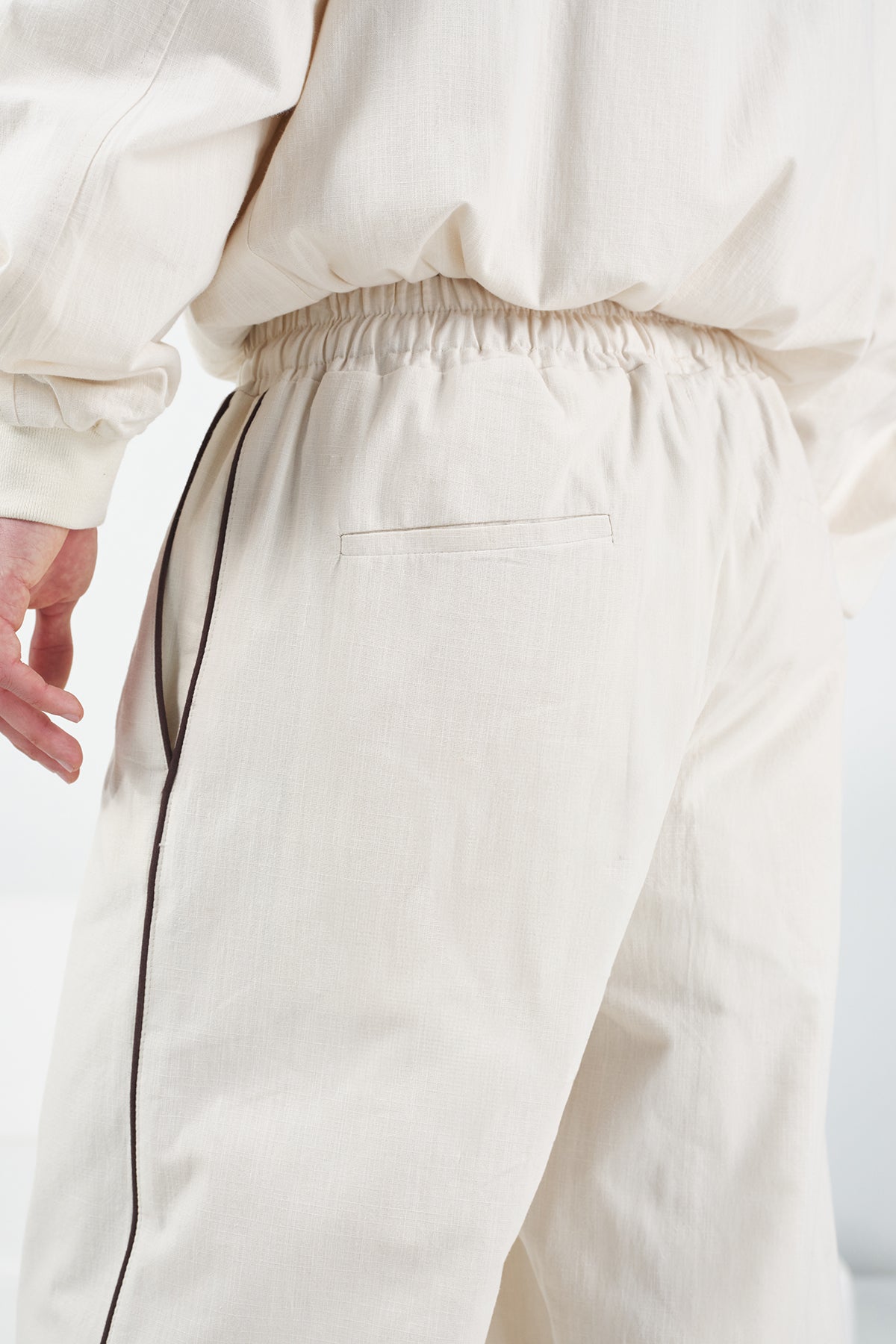 BİYELİ KETEN BEJ JOGGER PANTOLON