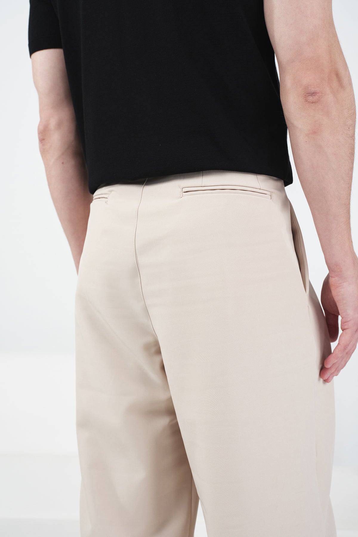 ÇİFT PİLİLİ BOL KESİM GENİŞ PAÇALI BEJ PANTOLON