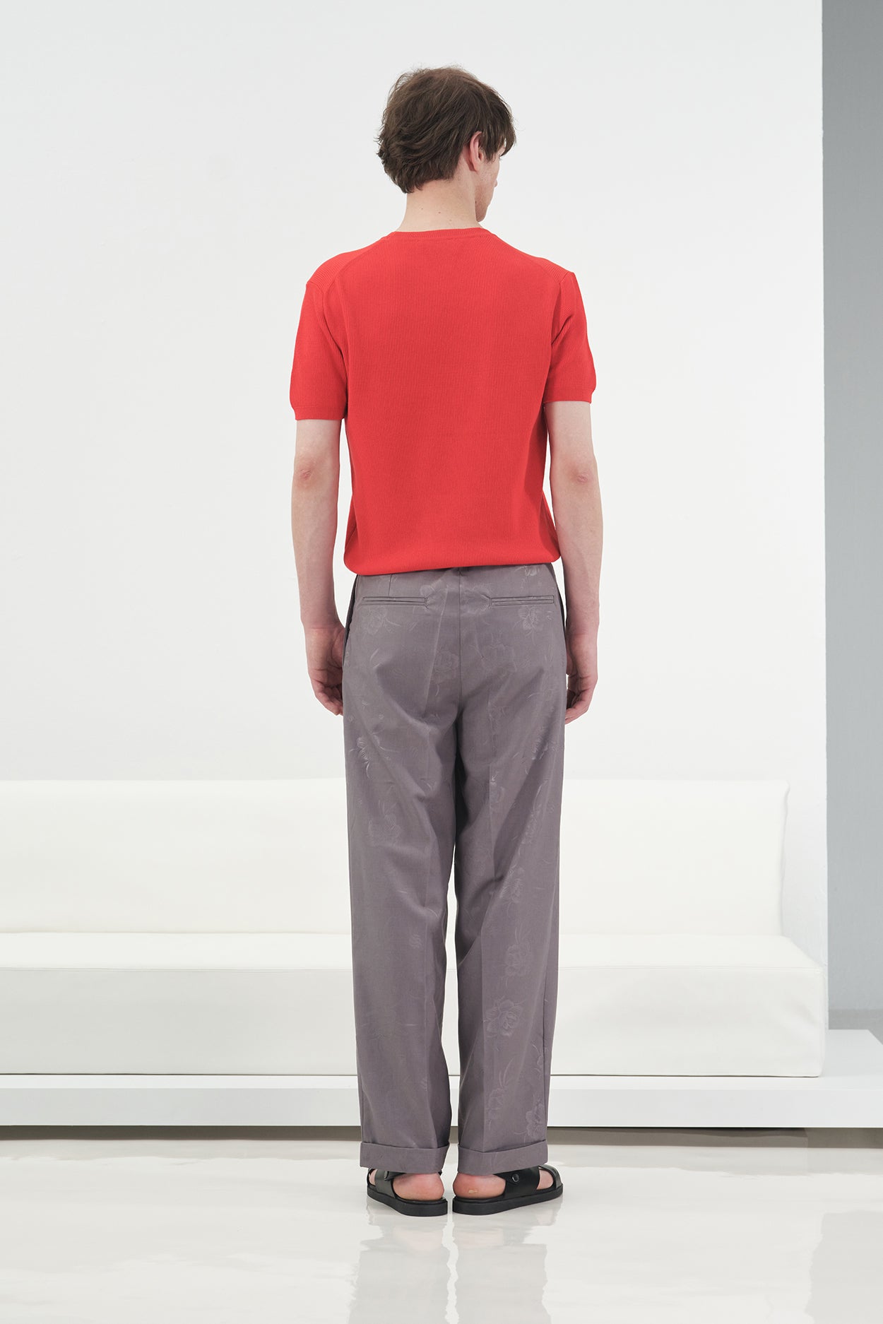 FİTİLLİ DOKULU KIRMIZI TRİKO T-SHIRT