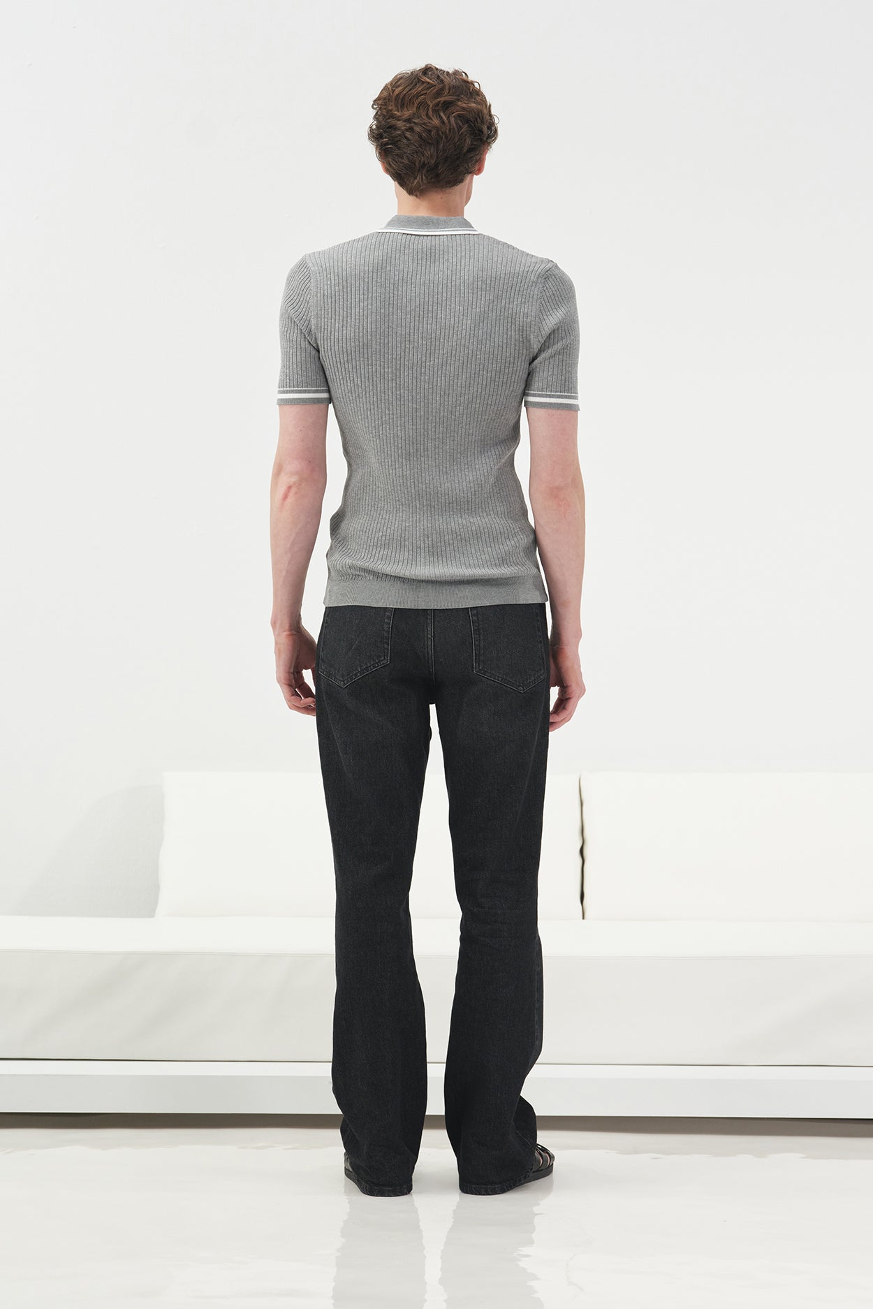 ÇİZGİ DETAYLI POLO YAKA ANTRASİT TRİKO T-SHIRT