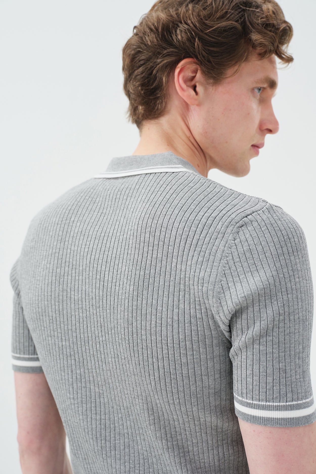 ÇİZGİ DETAYLI POLO YAKA ANTRASİT TRİKO T-SHIRT