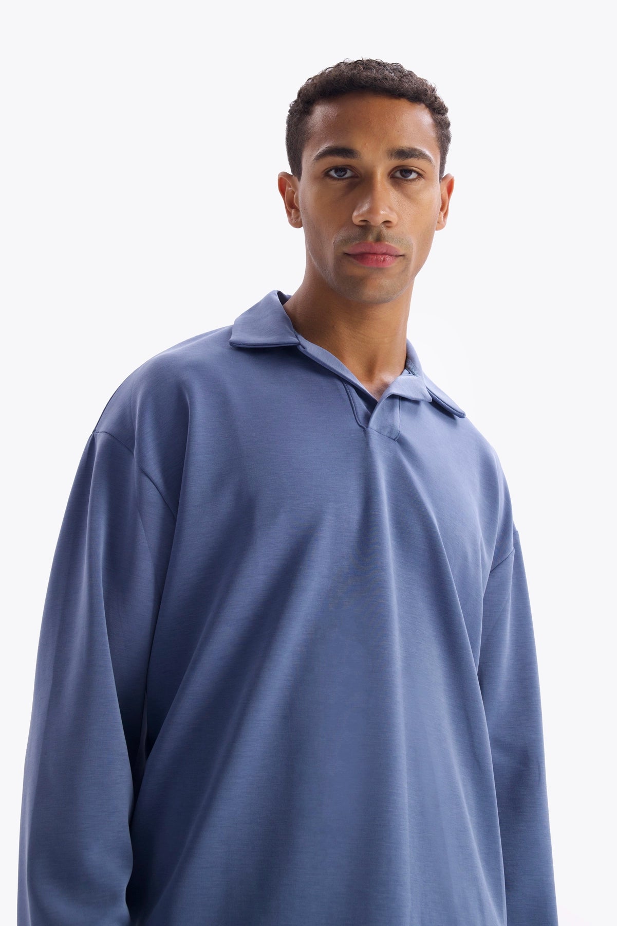 SAILOR COLLAR DRAPED T-SHIRT - INDIGO