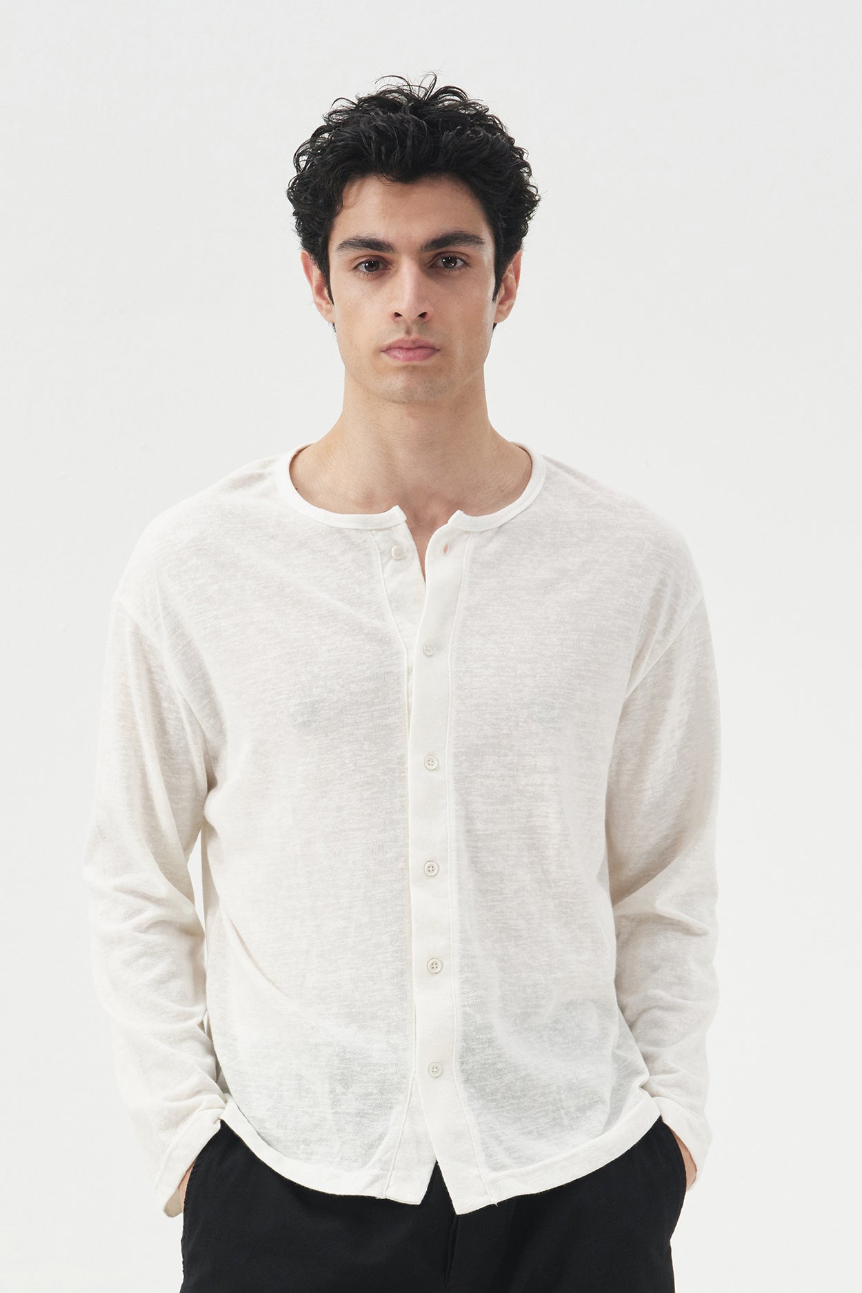 DRAPED KNIT ECRU SHIRT