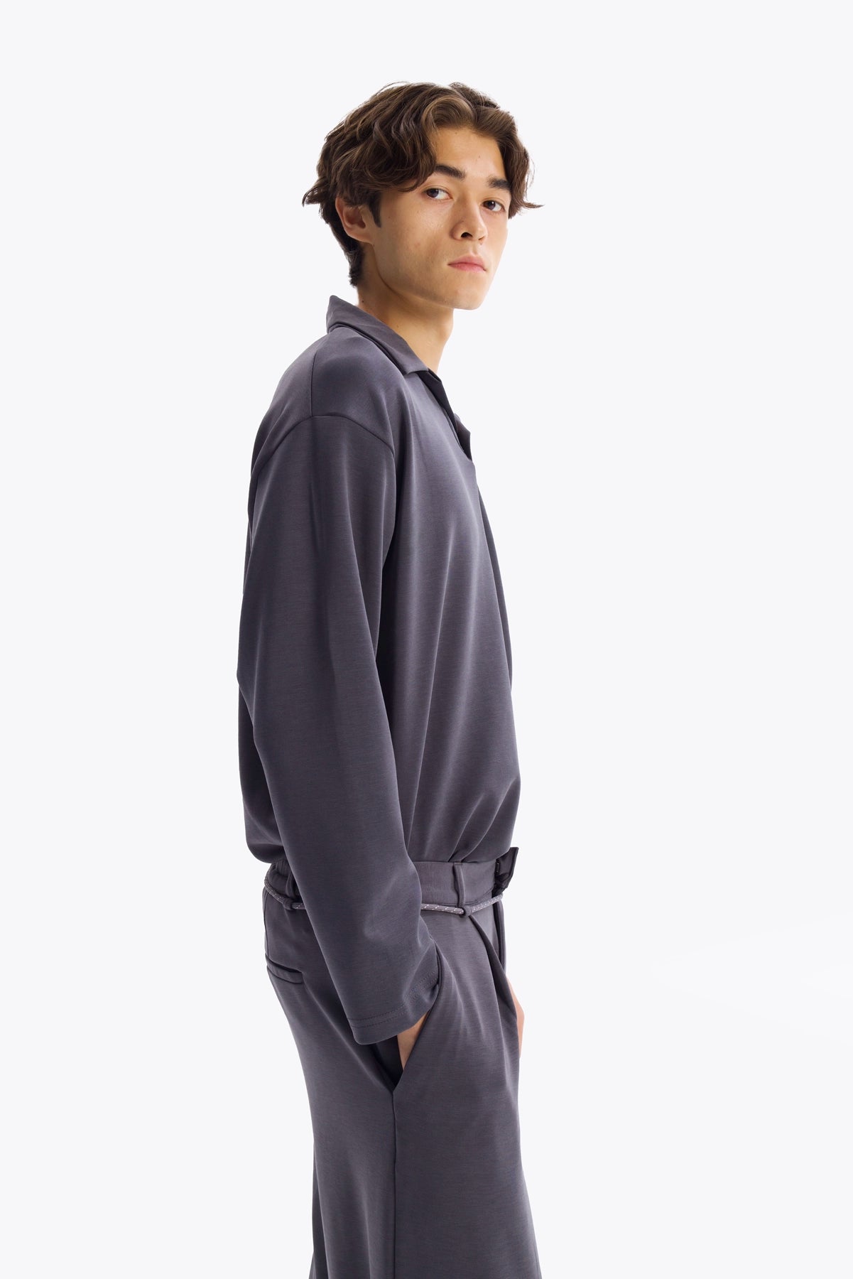 DENİZCİ YAKA DÖKÜMLÜ T-SHIRT - ANTRASİT - T-SHIRT