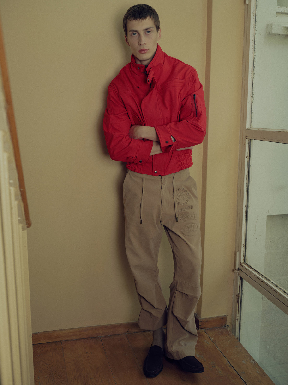 SUEDE BEIGE TRACK TROUSERS - 1