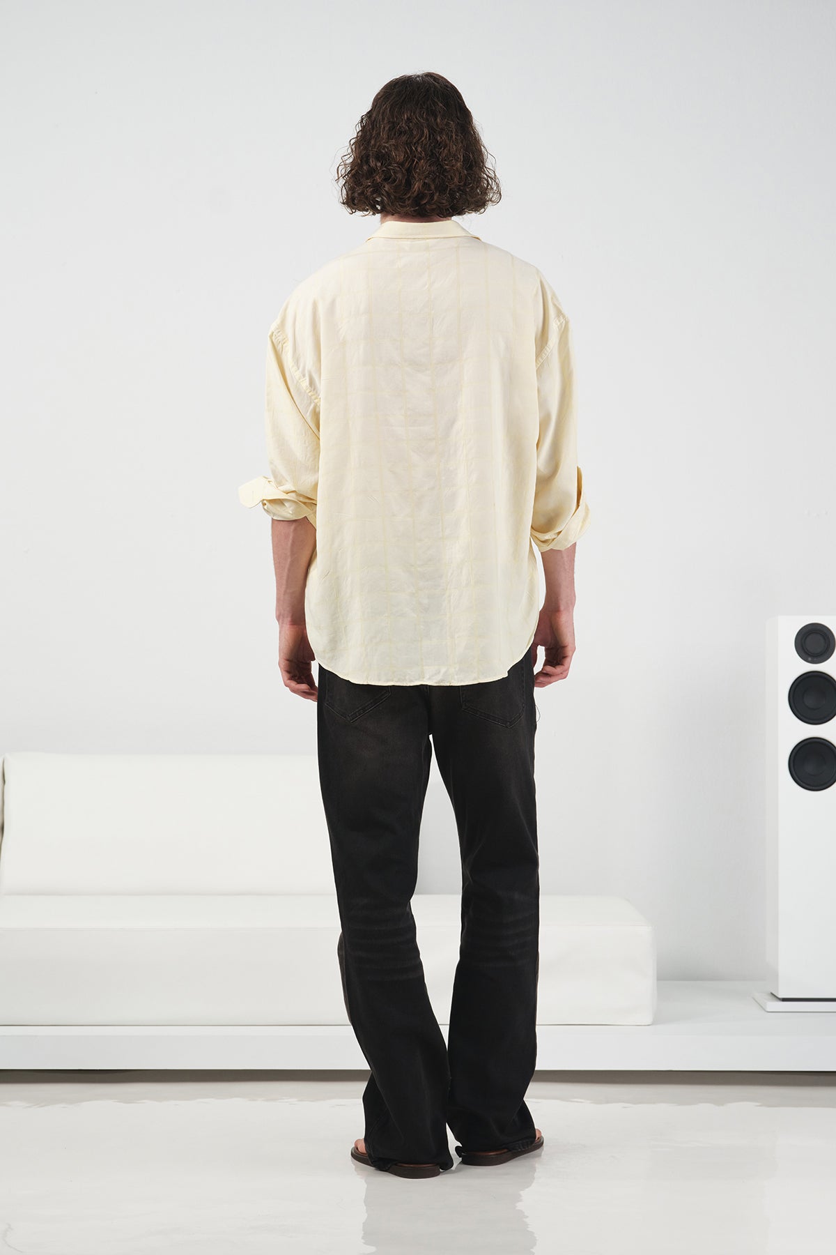 PLAID DRAPED MODAL YELLOW SHIRT
