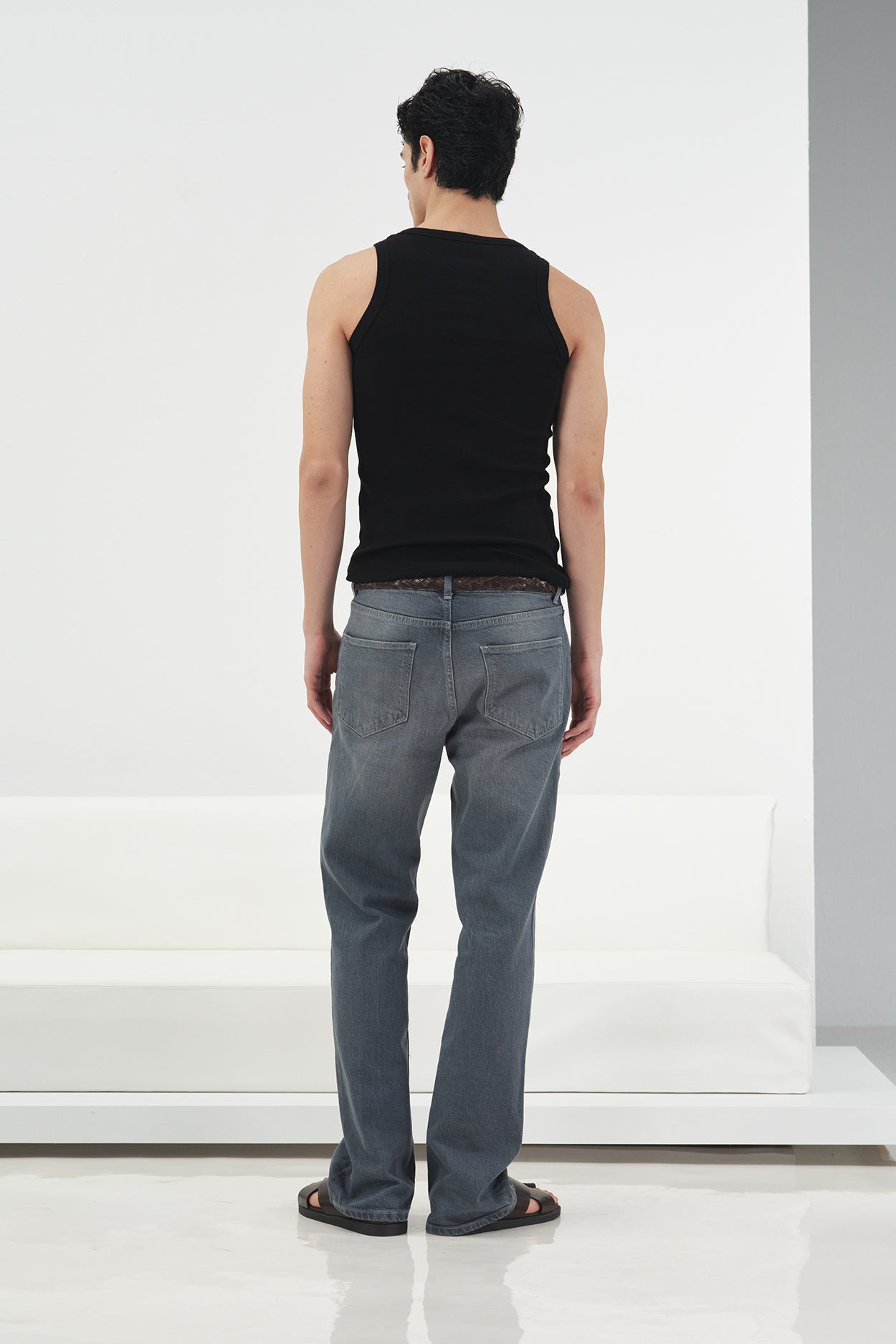 BLACK SLEEVELESS T-SHIRT WITH HALF PLACKET