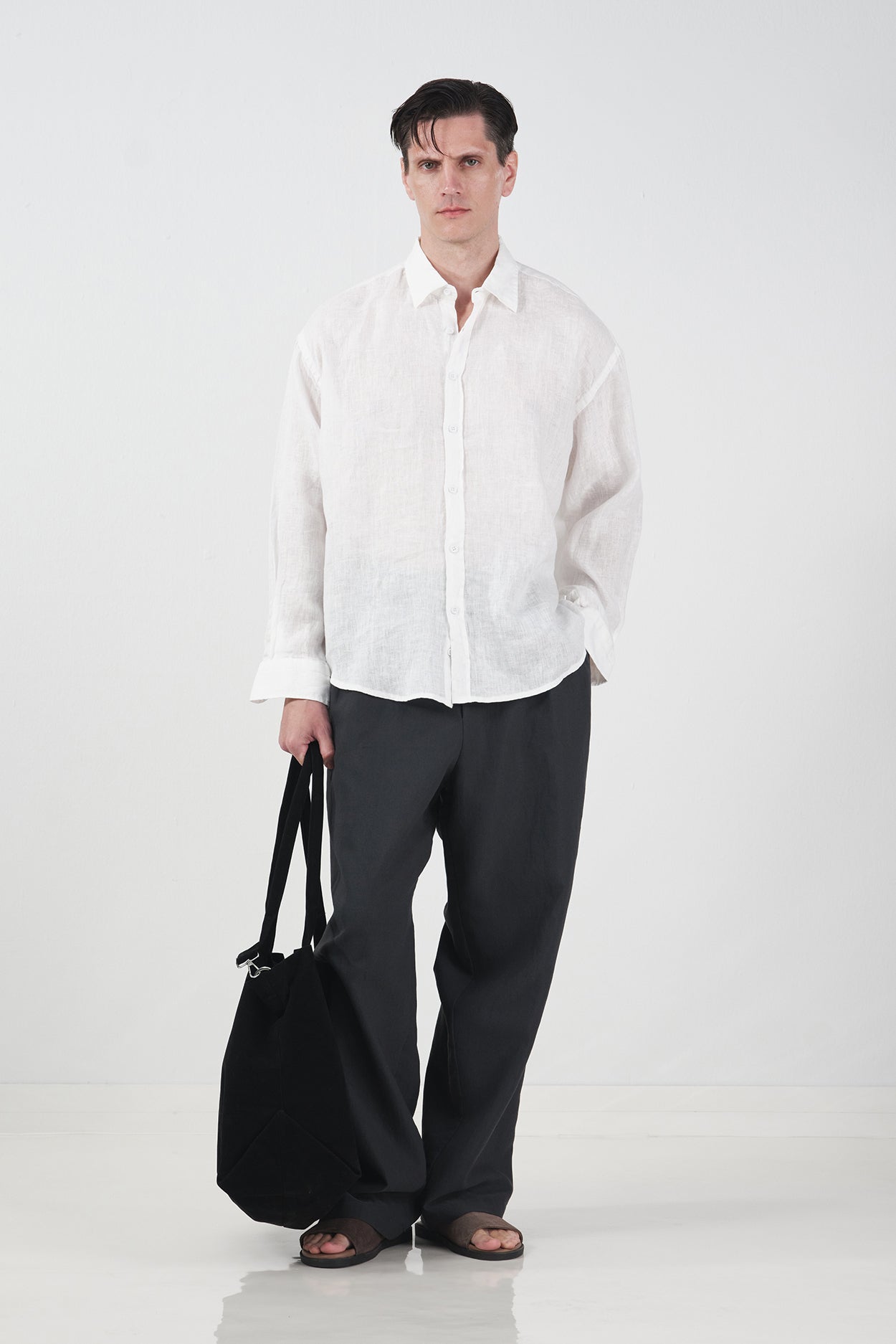 %100 KETEN OVERSIZE BEYAZ GÖMLEK