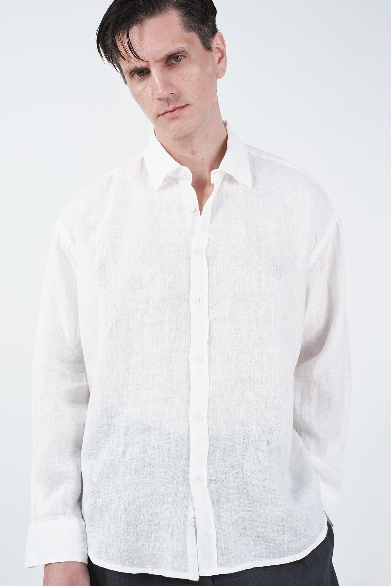 %100 KETEN OVERSIZE BEYAZ GÖMLEK