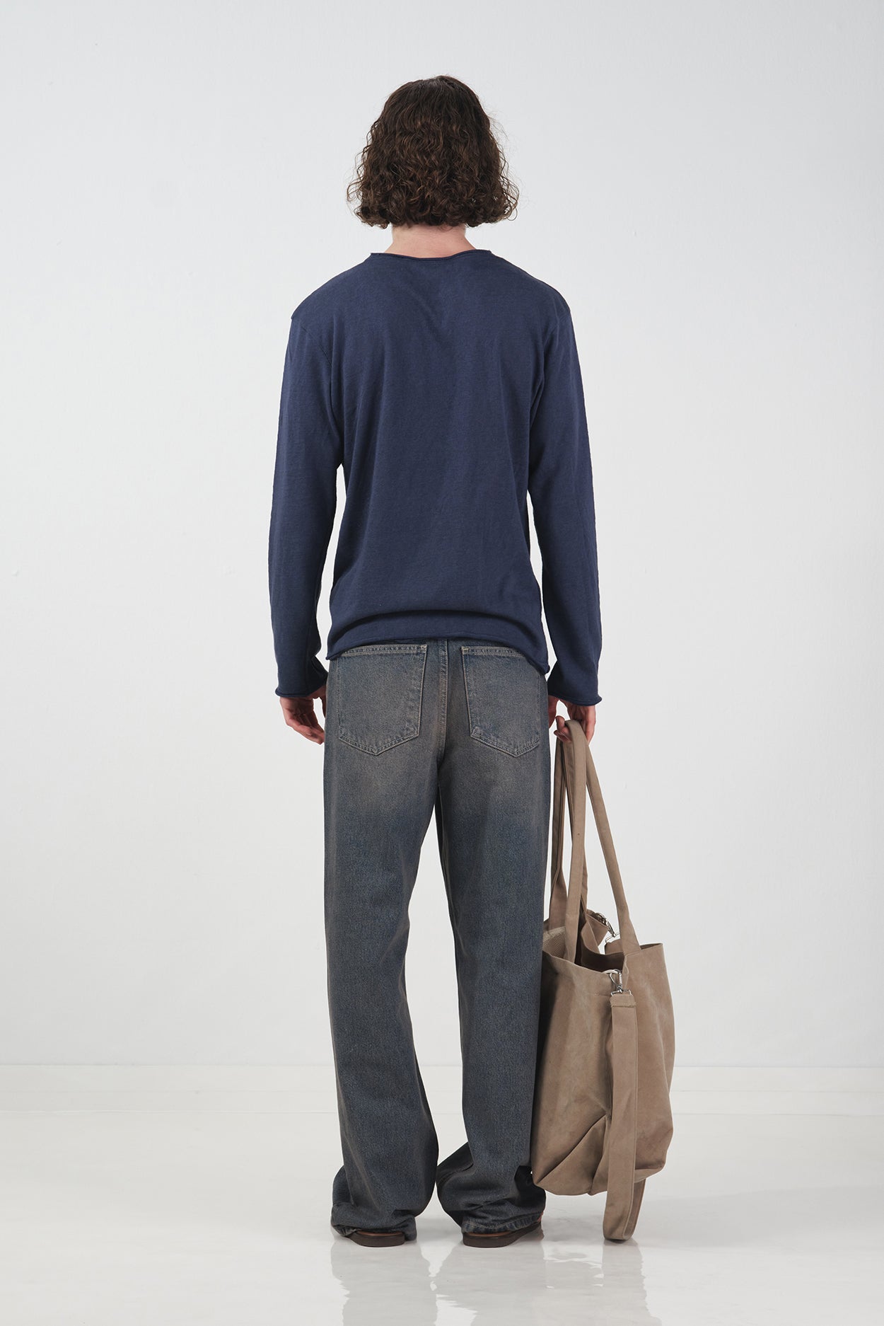 BRİTLİ UZUN KOLLU LACİVERT T-SHIRT