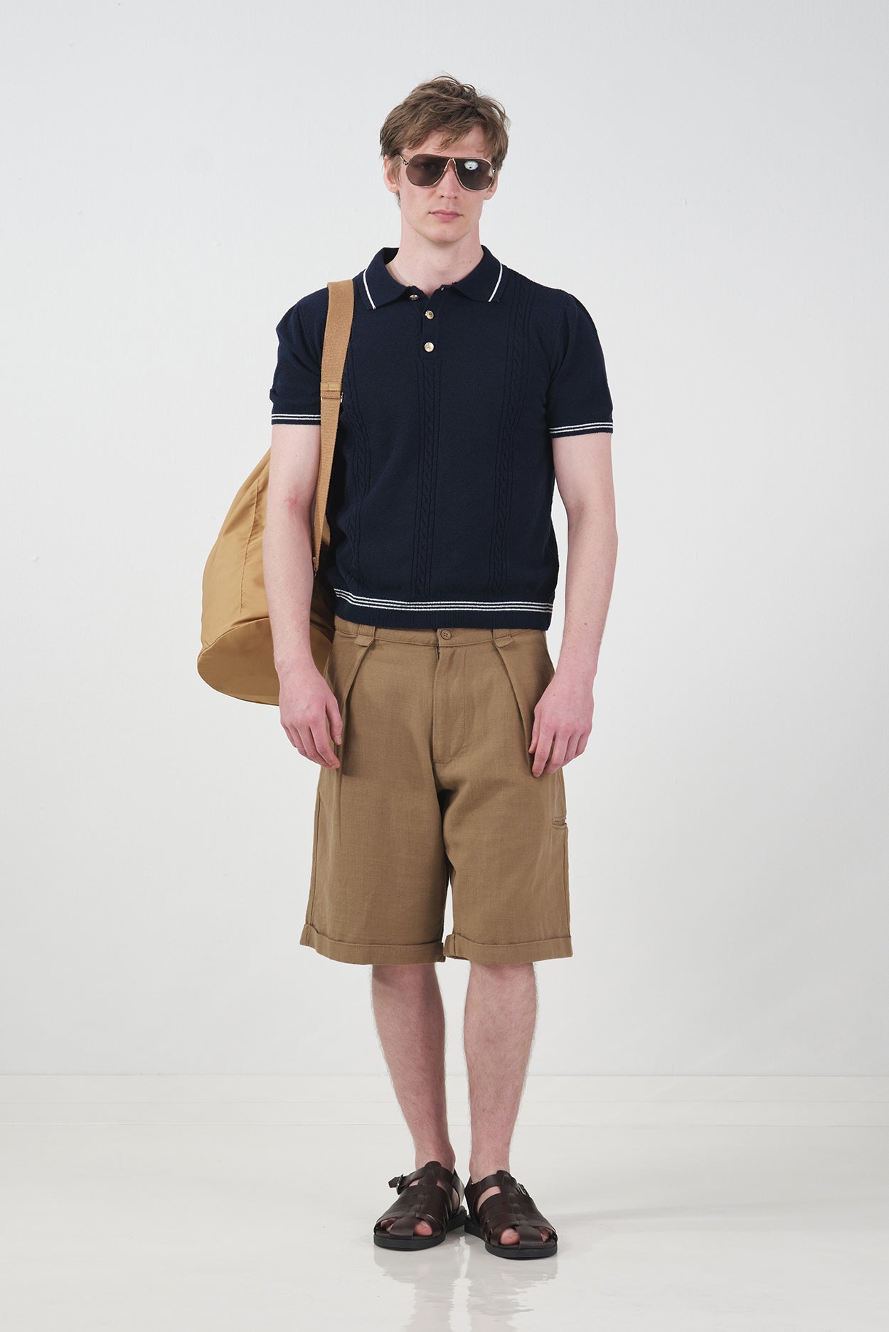 GOLD DÜĞMELİ DOKULU POLO YAKA LACİVERT TRİKO T-SHIRT