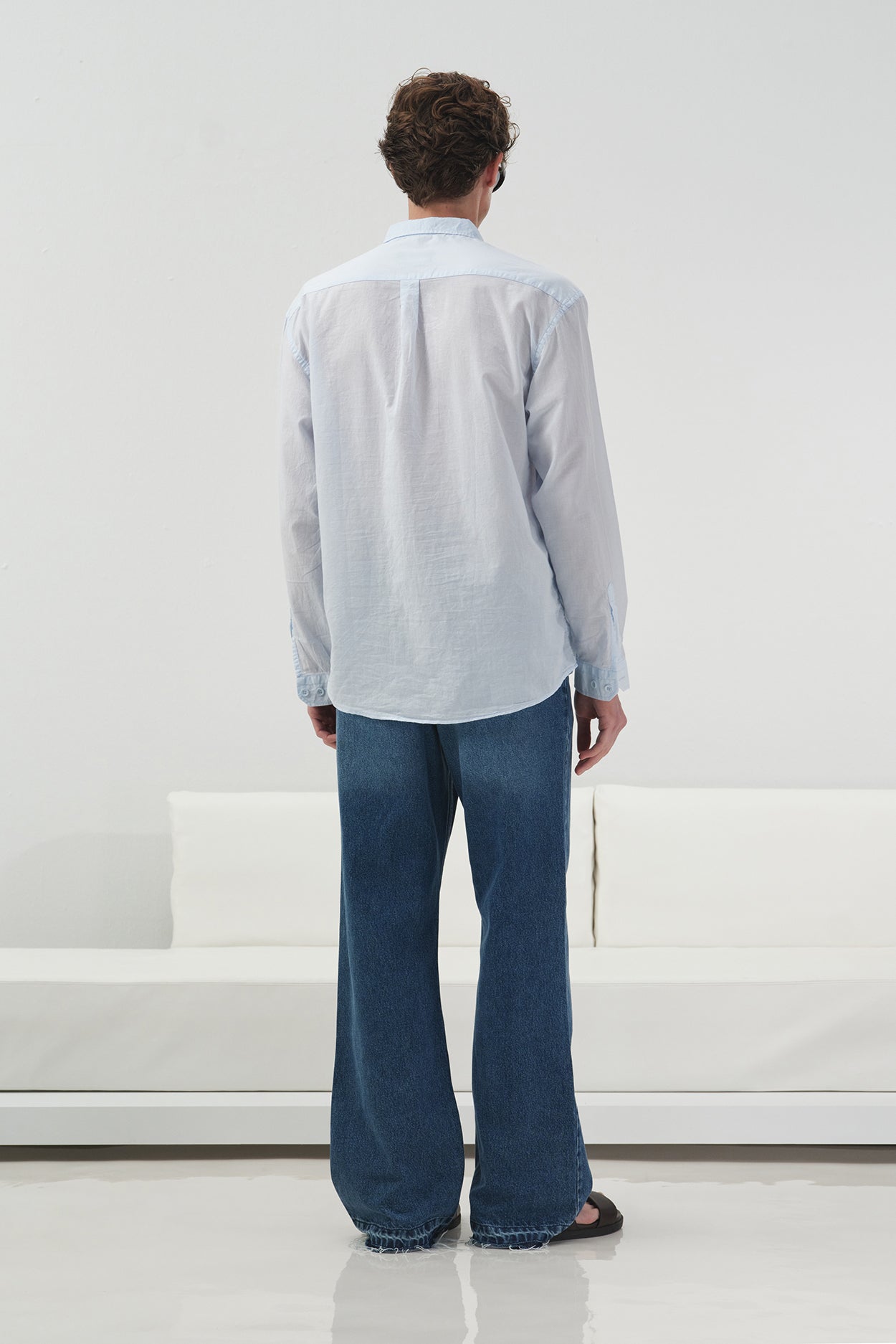 DÖKÜMLÜ REGULAR FIT MAVİ VUAL GÖMLEK