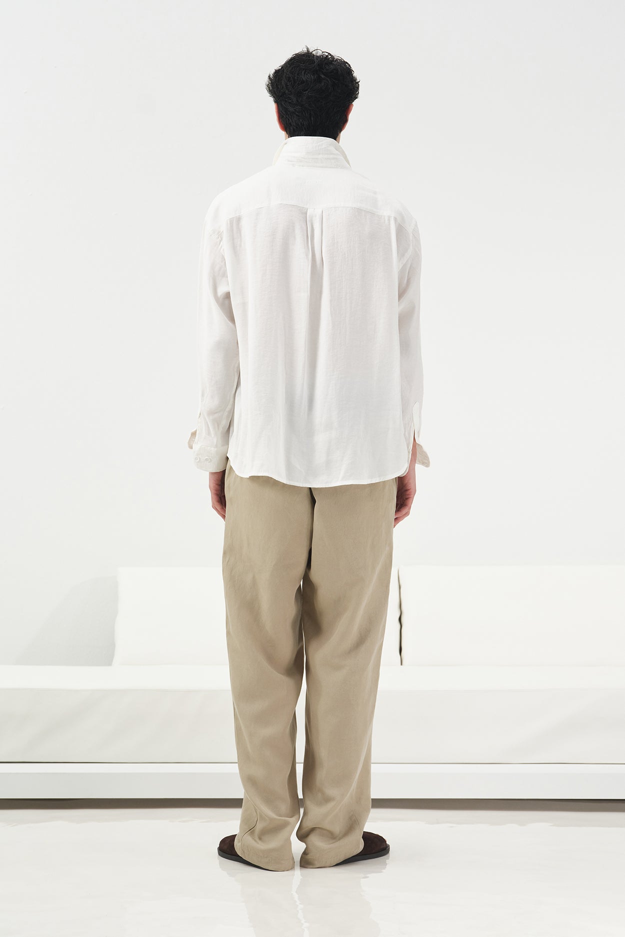 OVERSIZE DÖKÜMLÜ BEYAZ FRESH KETEN GÖMLEK