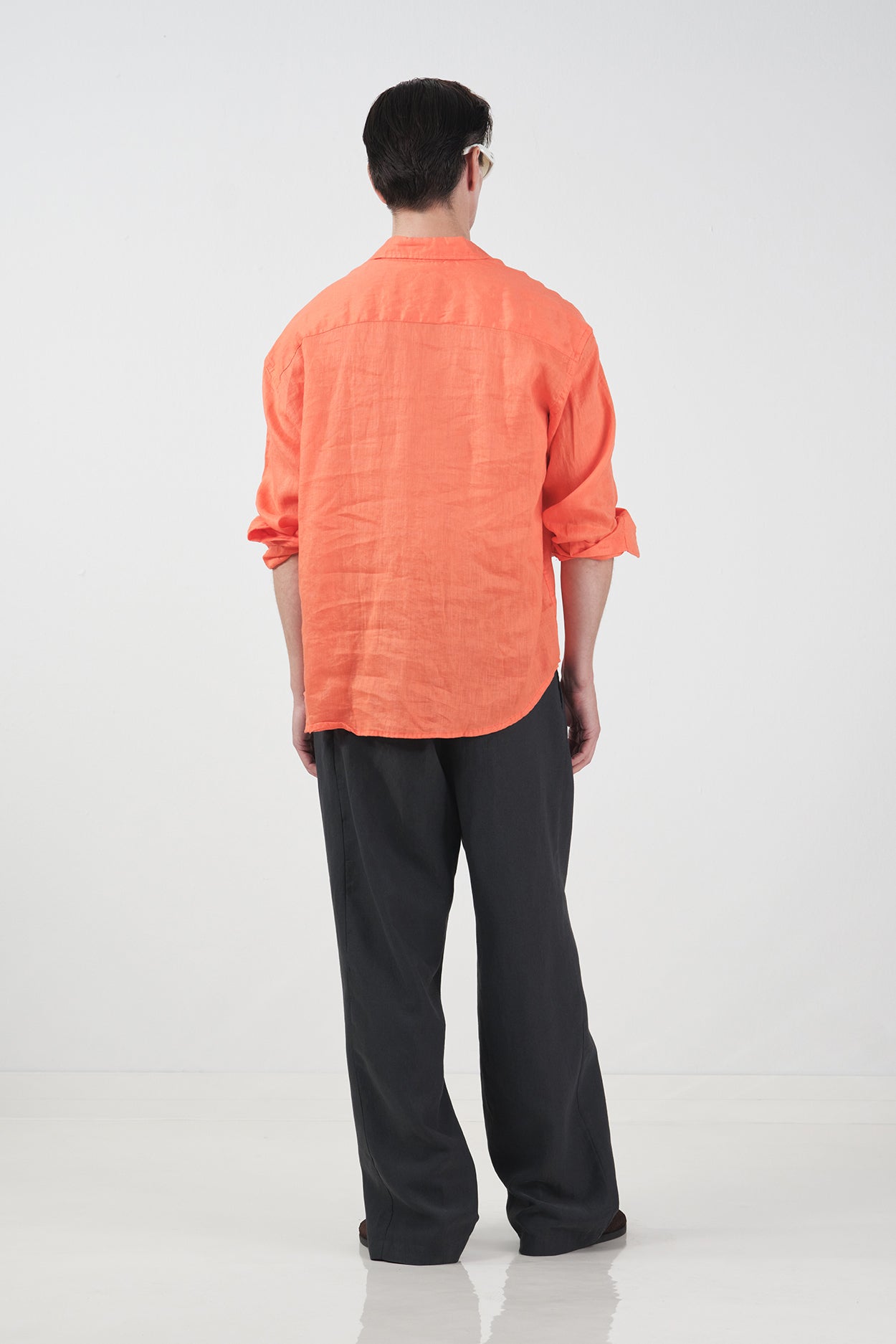 %100 KETEN OVERSIZE TURUNCU GÖMLEK