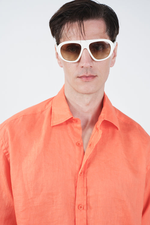 100% LINEN OVERSIZE ORANGE SHIRT
