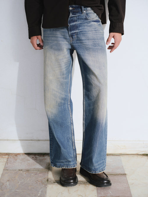 EFFECT BOOTCUT DARK BLUE JEANS - 1