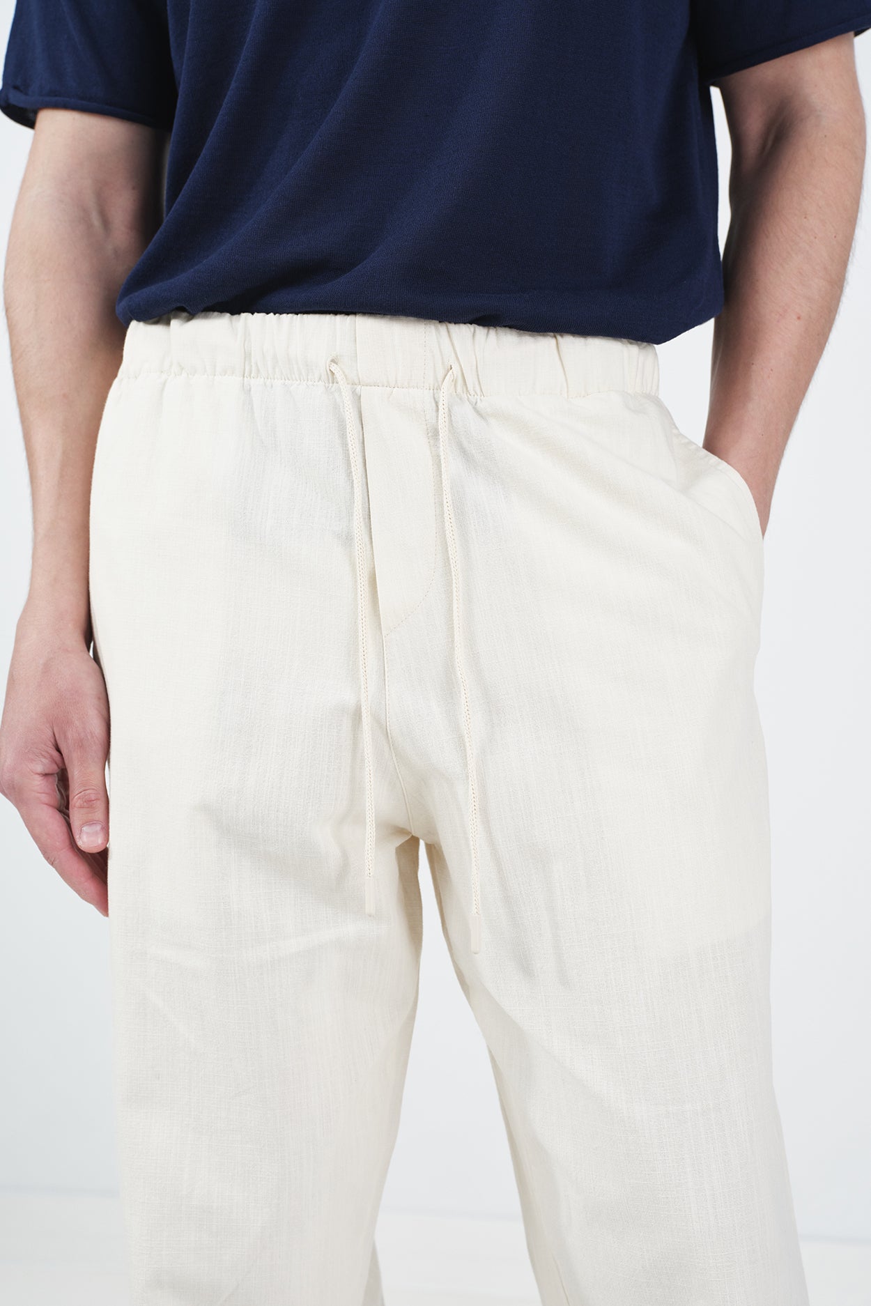 REGULAR FIT BASKILI BEJ TENSEL PANTOLON