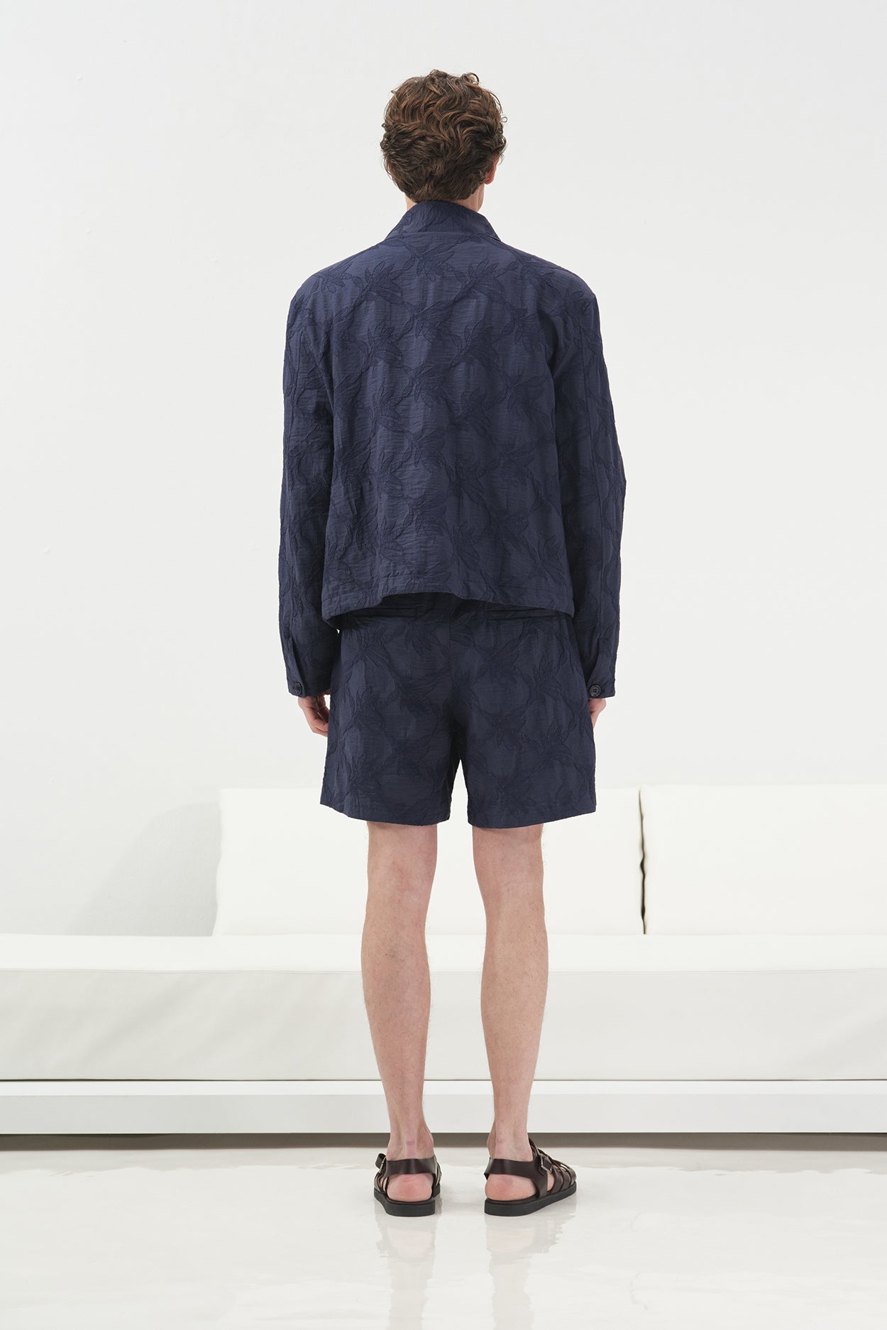 DESENLİ LACİVERT İNCE CEKET