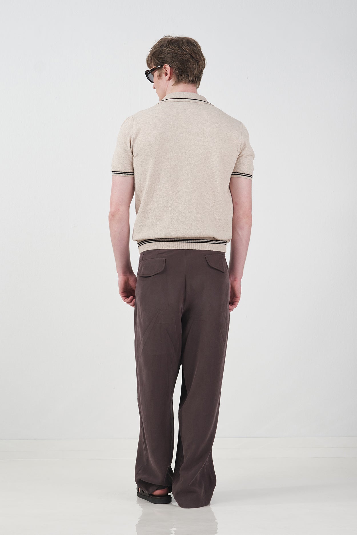 GOLD DÜĞMELİ DOKULU POLO YAKA BEJ TRİKO T-SHIRT