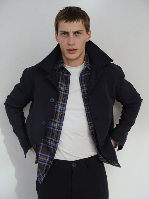 CLASSIC BUTTONED NAVY JACKET - 1