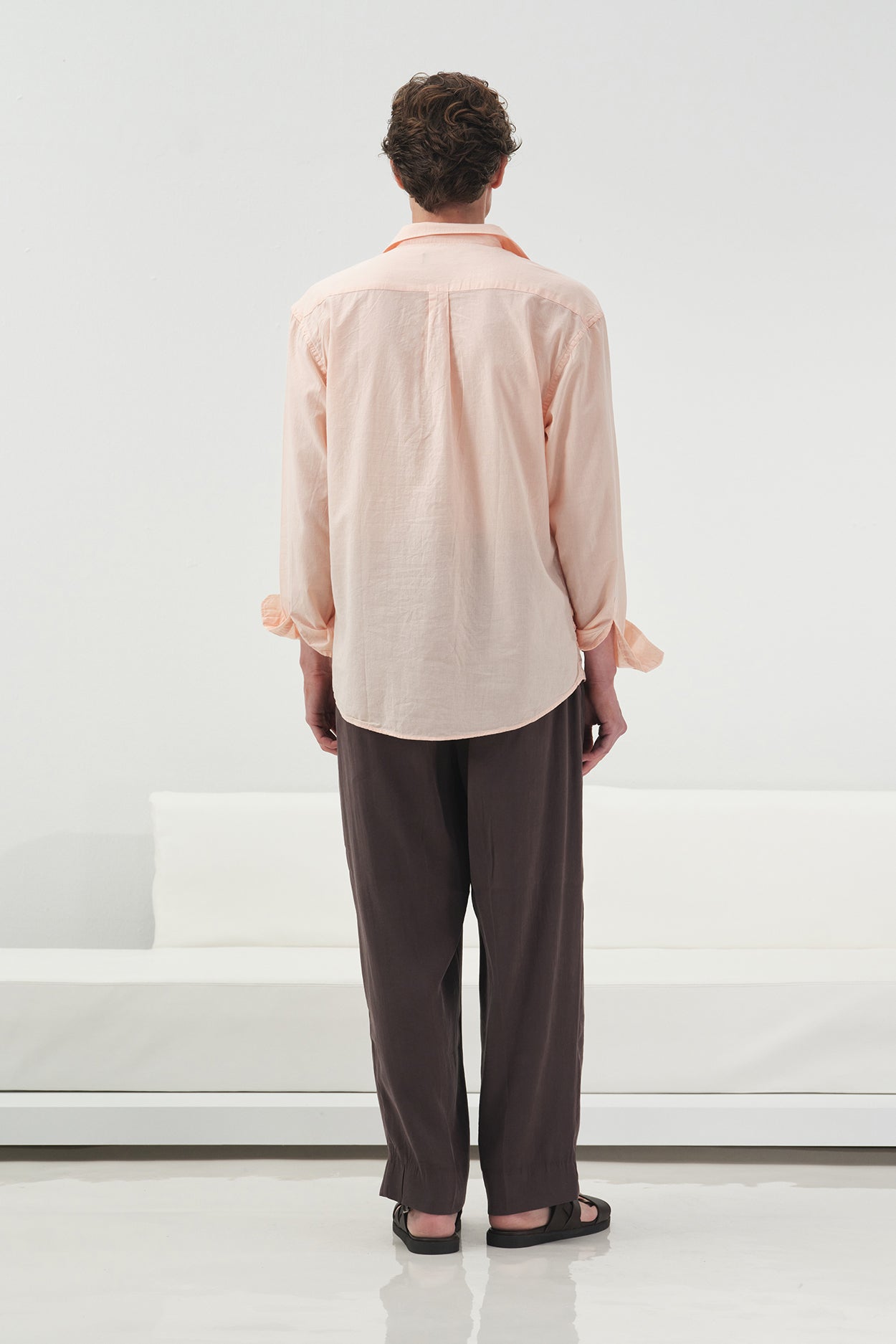 DRAPED REGULAR FIT PINK VOILE SHIRT