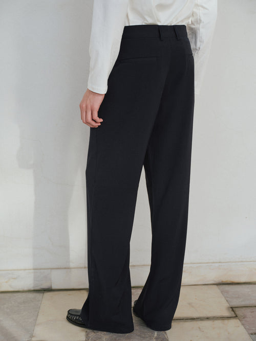 CLASSIC FLARE LEG BLACK TROUSERS - 2