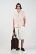 SHORT SLEEVE PINK LINEN SHIRT WITH POCKET
