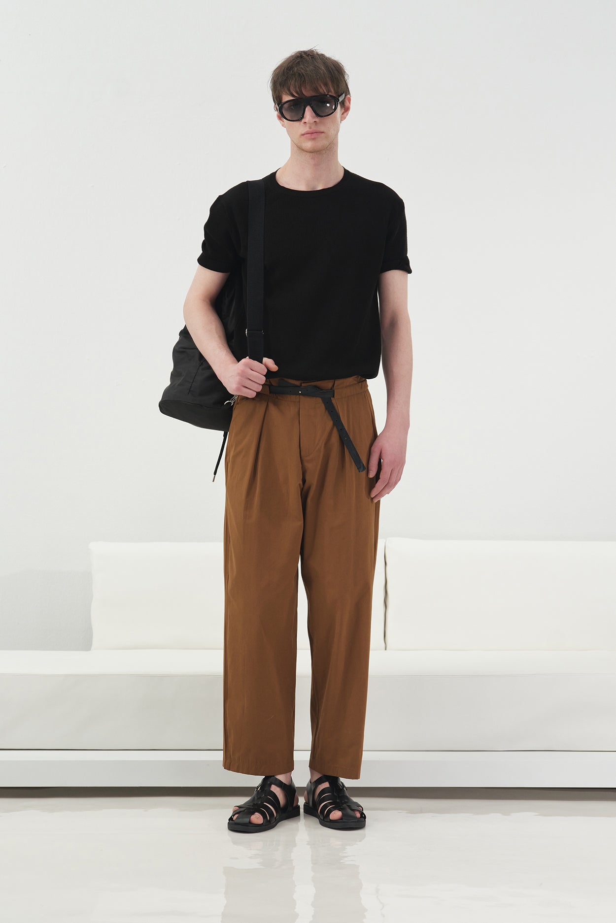 DERİ KEMERLİ KLASİK KAHVERENGİ PANTOLON