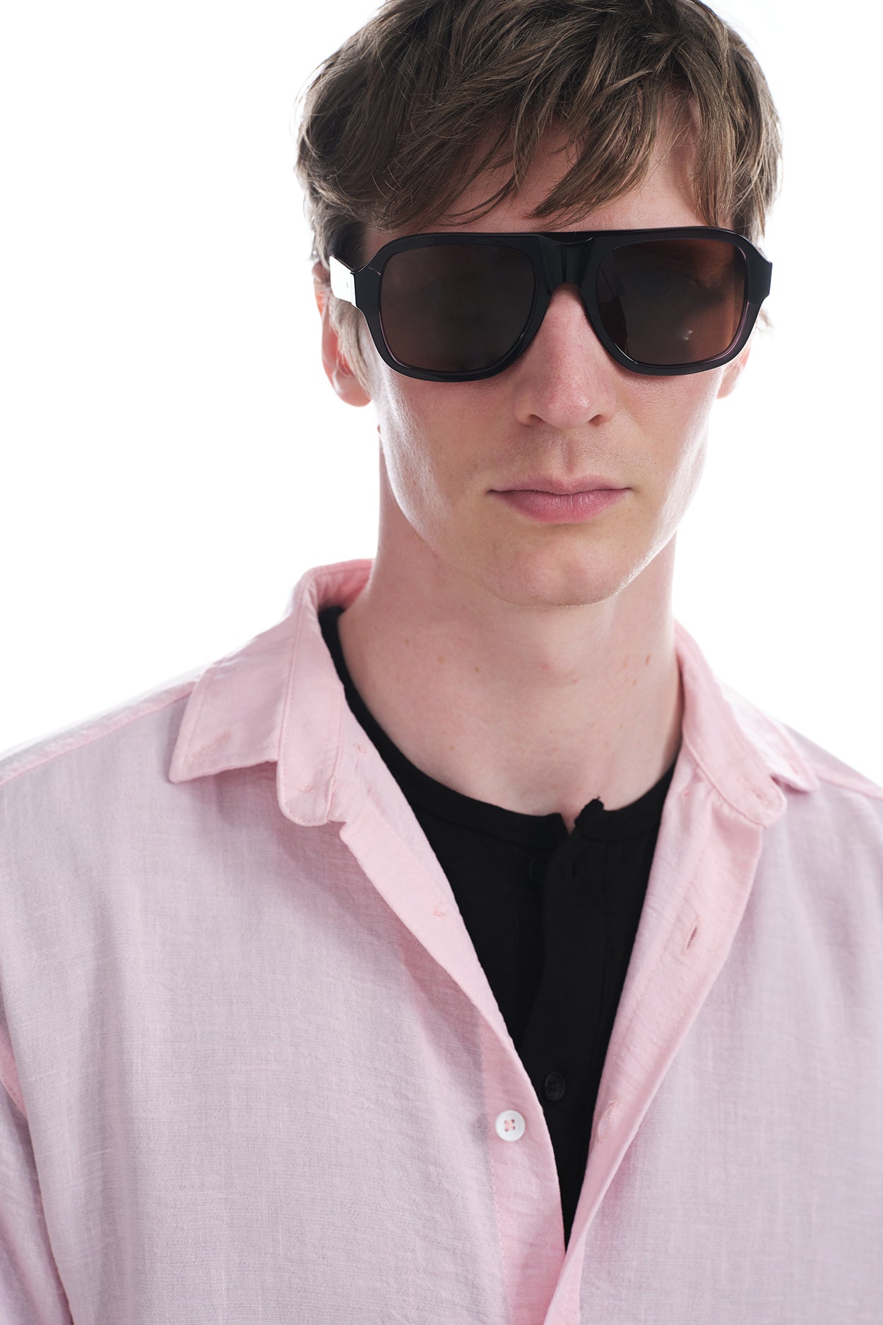 OVERSIZED DRAPED PINK LINEN SHIRT