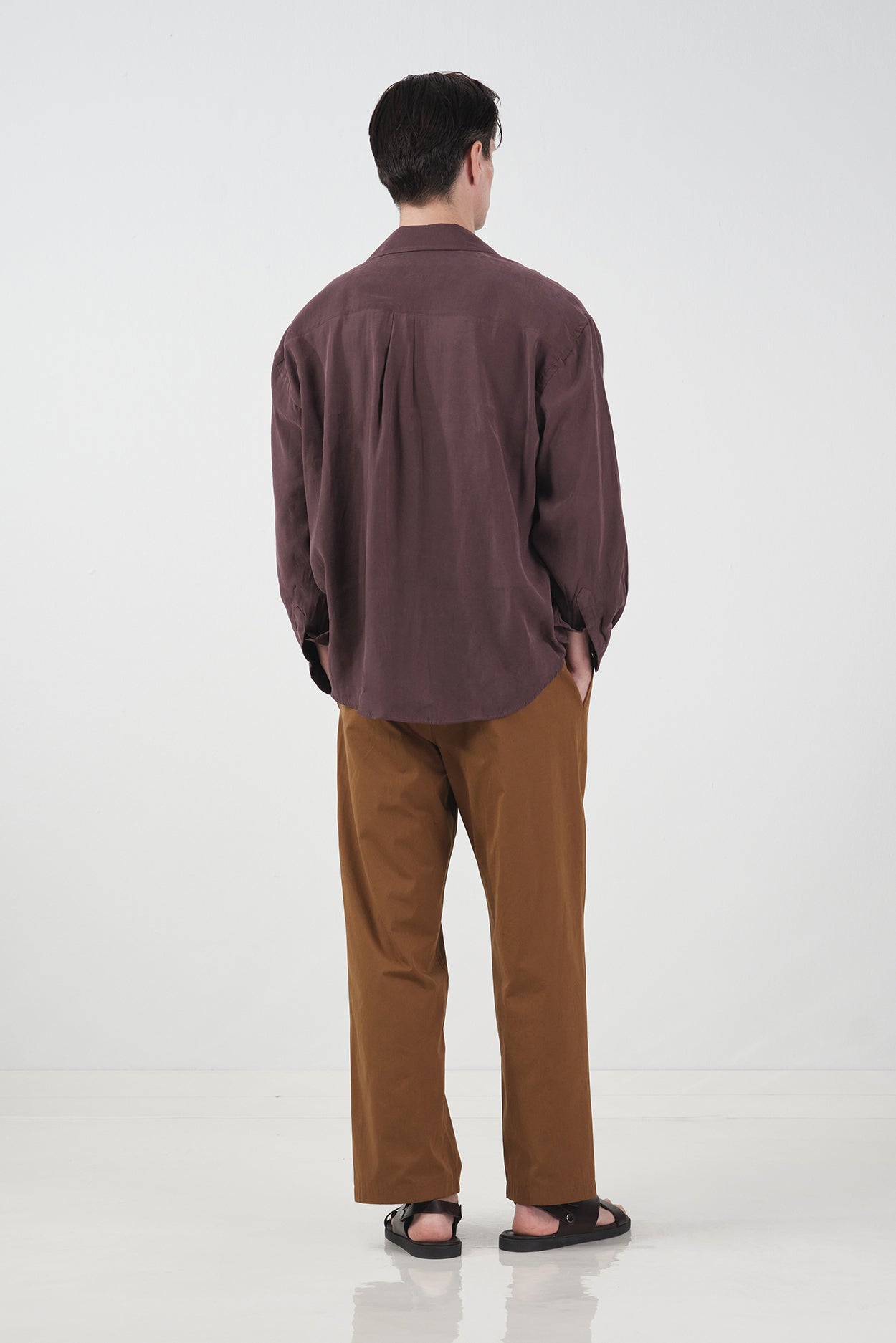 OVERSIZED DRAPED BROWN MODAL SHIRT